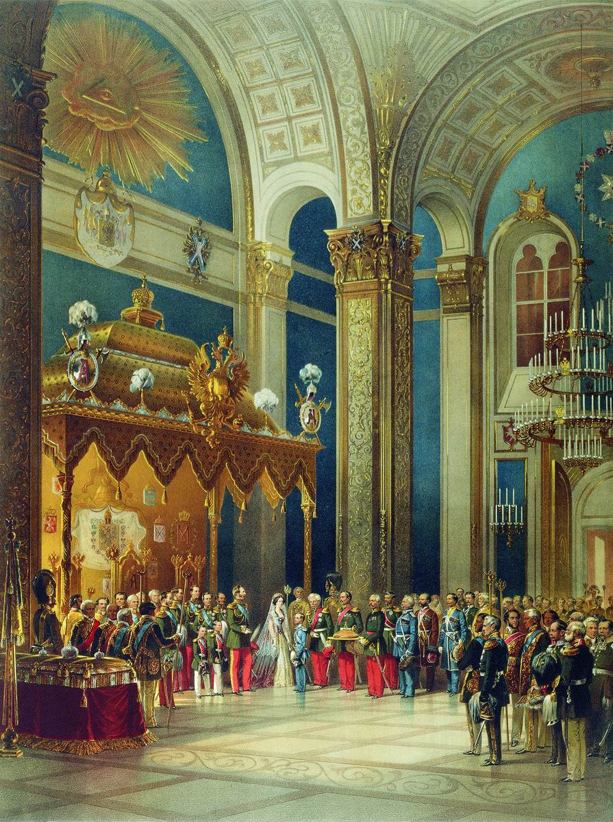 Тимм. Поздравление, приносимое казачьим войском Александру II в Успенском соборе