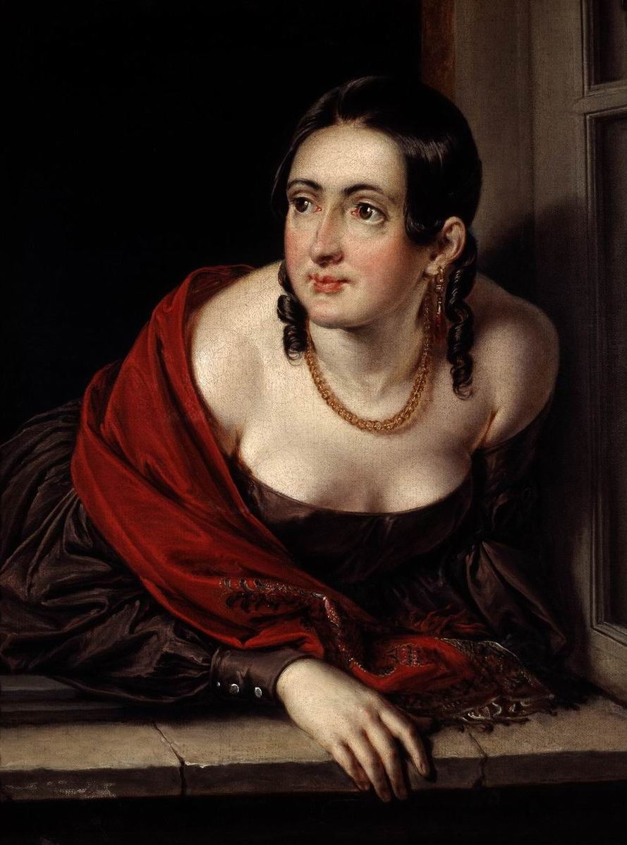 Тропинин. Женщина в окне. Не позднее 1841