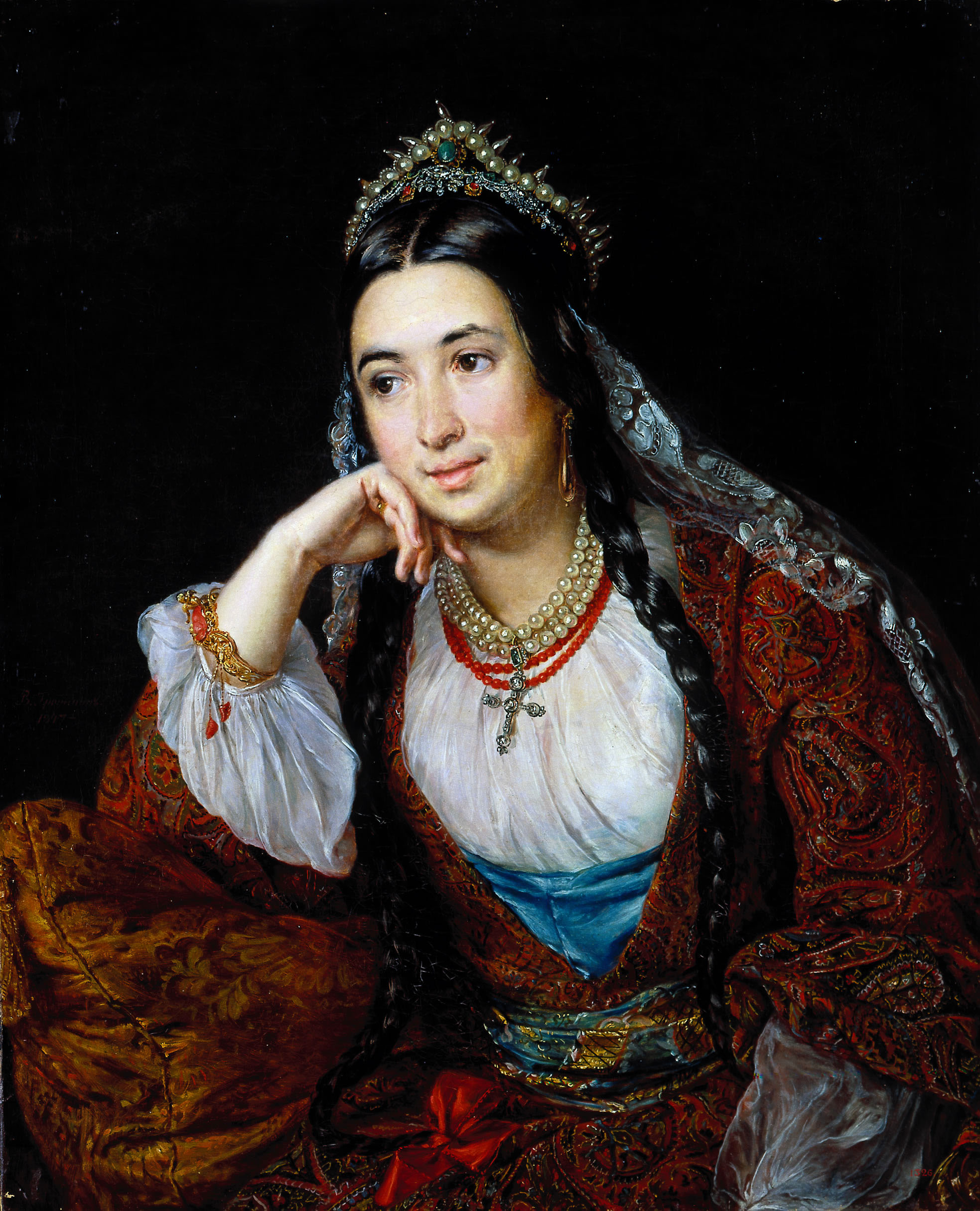 Тропинин. Портрет писательницы В. И. Лизогуб. 1847