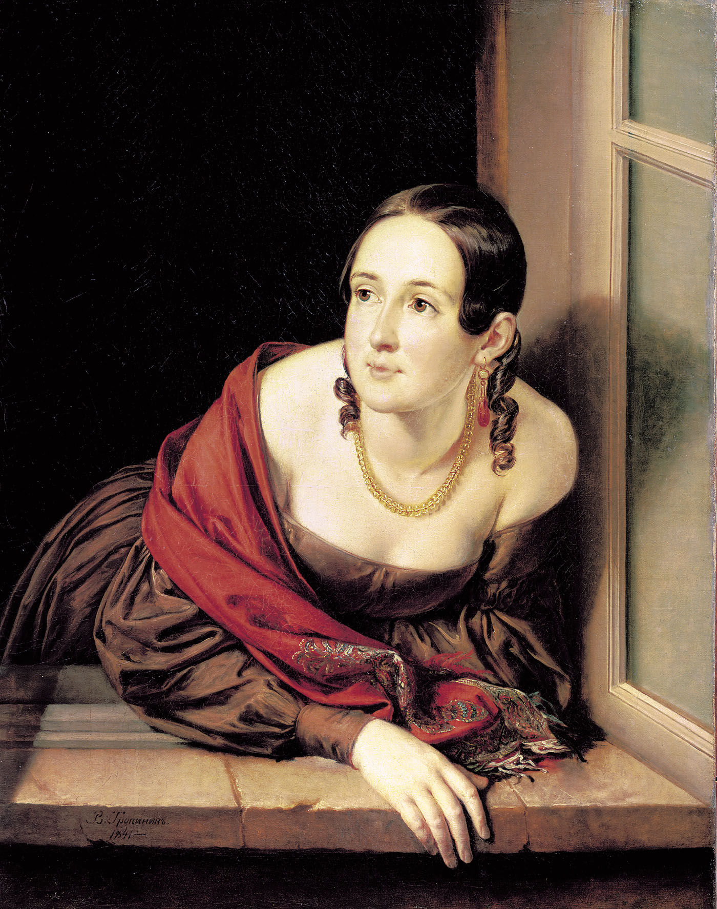 Тропинин. Женщина в окне (Казначейша). 1841