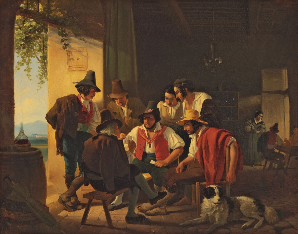 Штернберг. Игра в карты в неаполитанской остерии. 1830 - 1840-е