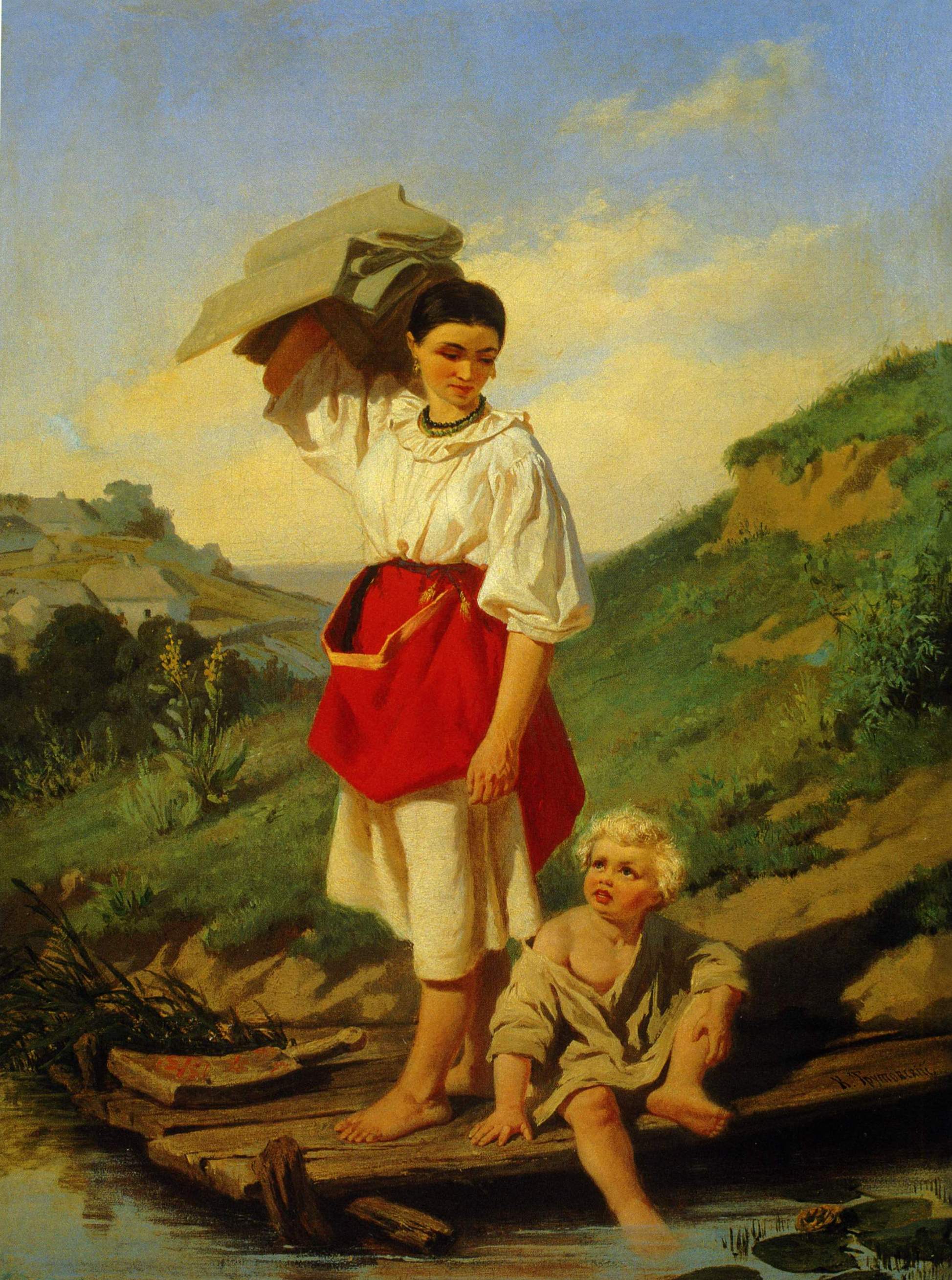 Трутовский. Женщина с полотном. 1870-е