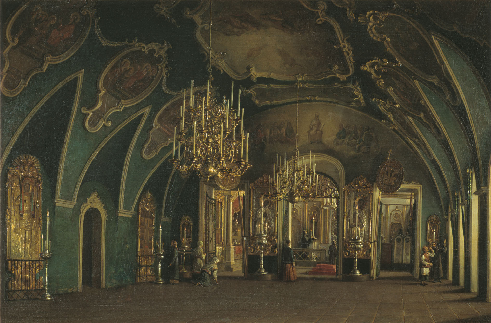 Шухвостов. Внутренний вид Алексеевской церкви Чудова монастыря в Московском Кремле. 1866
