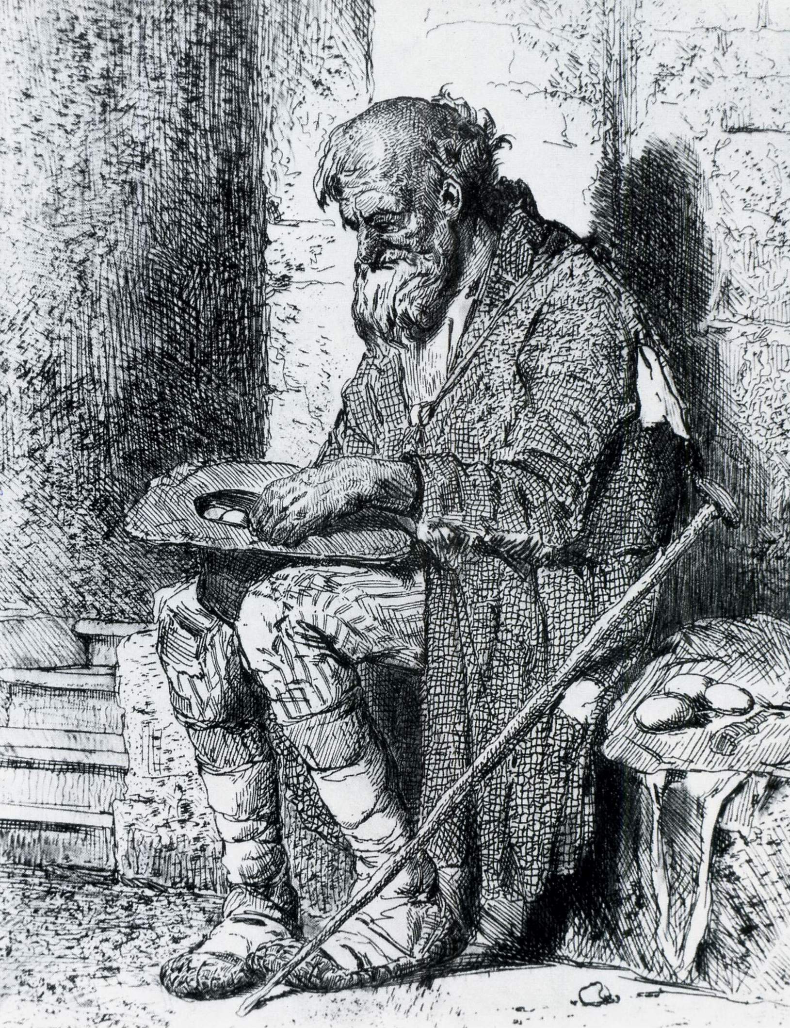 Васнецов В.. Старик-нищий. 1870-е