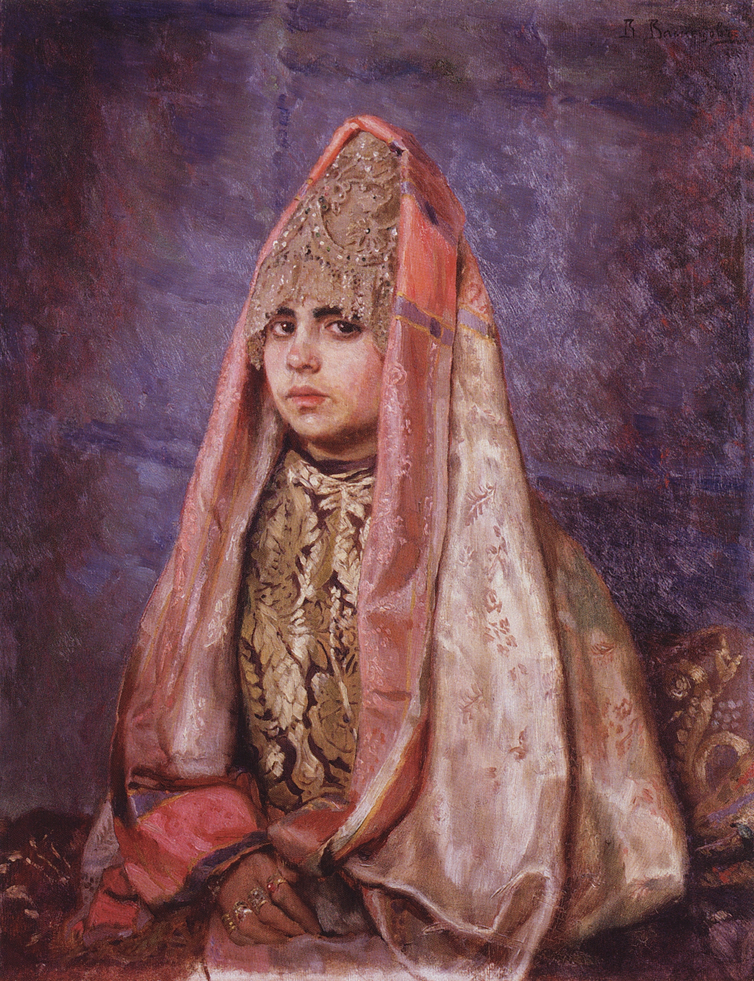 Васнецов В.. Боярышня (Портрет В.С.Мамонтовой). 1884