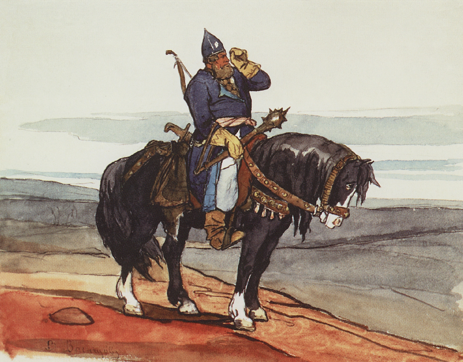 Васнецов В.. Богатырь. 1870-е