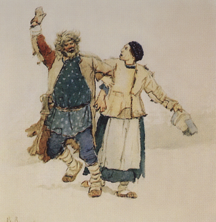 Васнецов В.. Бобыль и Бобылиха. 1885