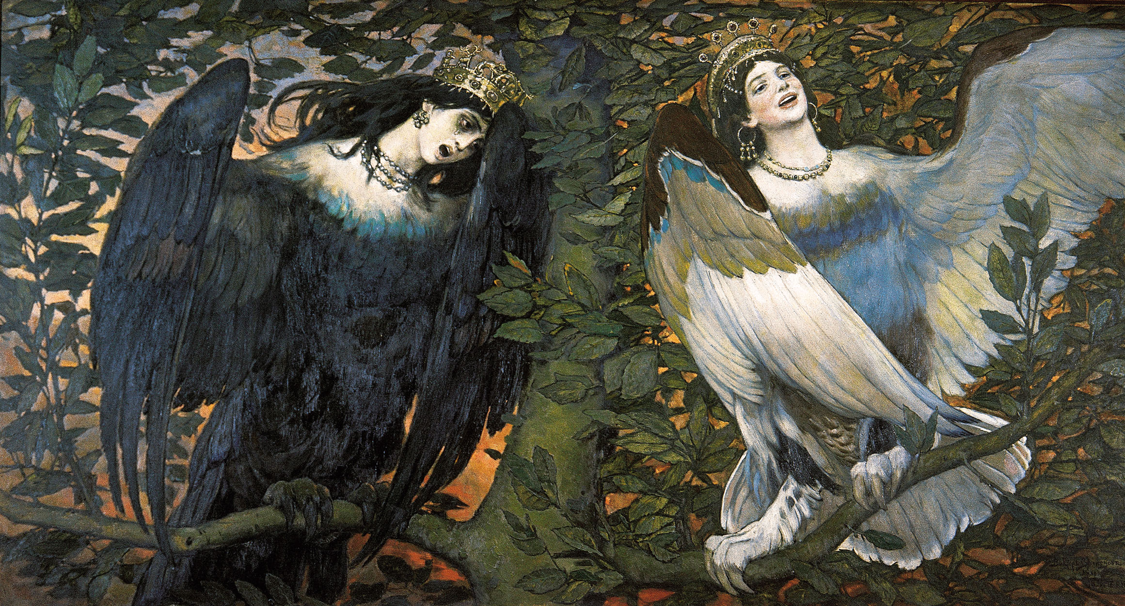 Васнецов В.. Сирин и Алконост. Песнь радости и печали. 1896