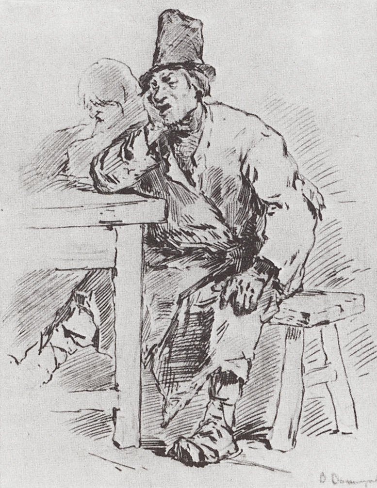Васнецов В.. Крестьянин за столом. 1877