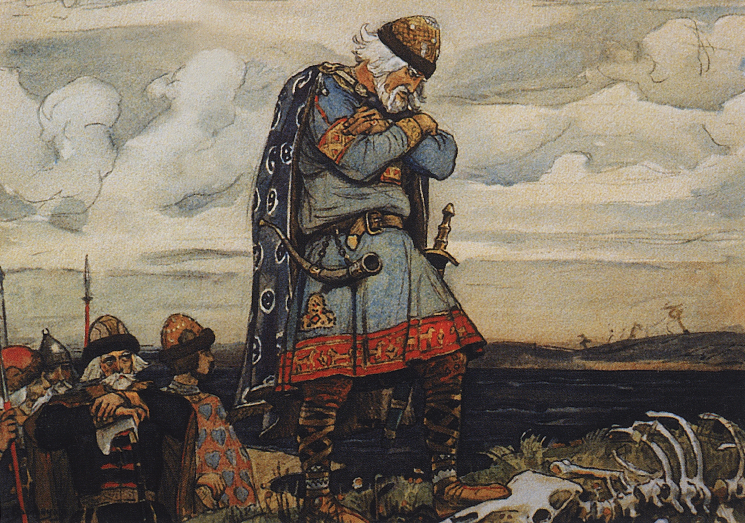 Васнецов В.. Олег у костей коня. 1899