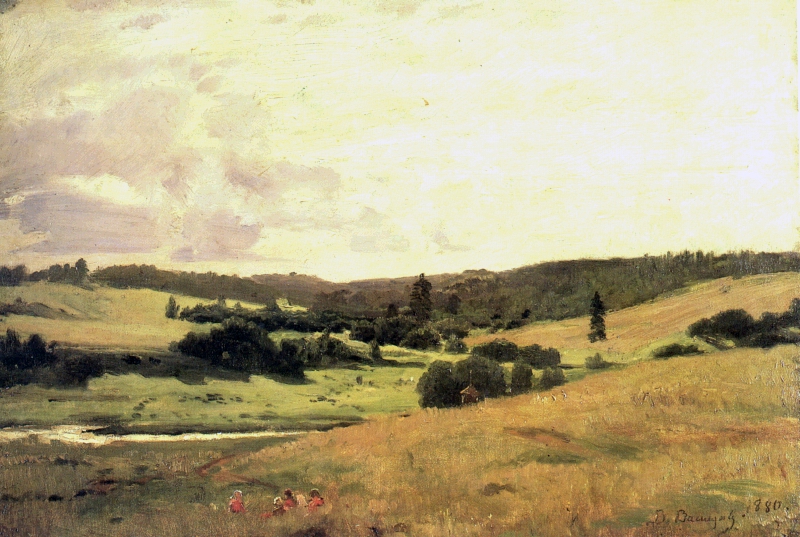 Васнецов В.. Долина речки Вори у деревни Мутовка, пейзаж с детьми. 1880