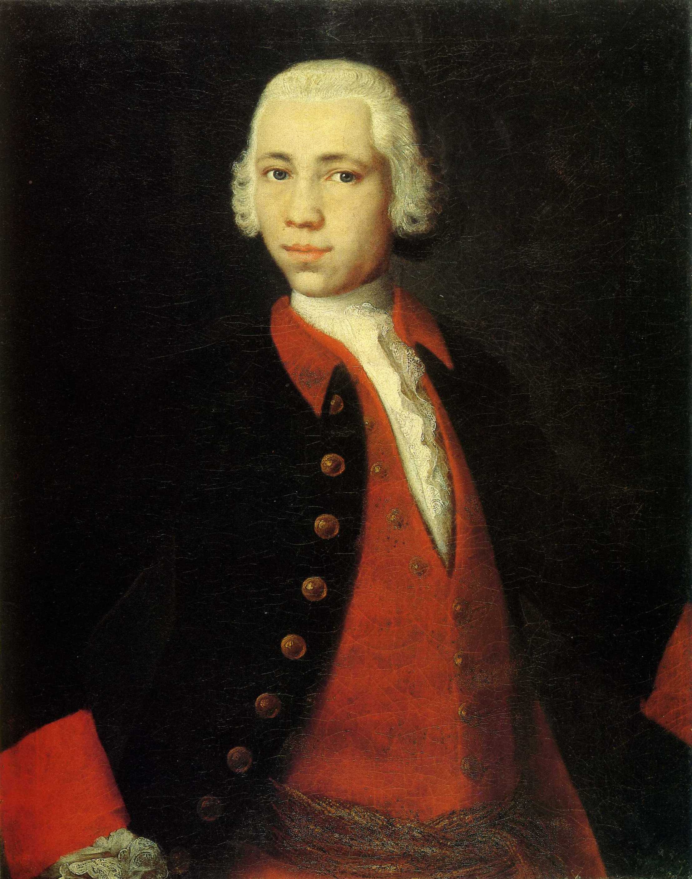 Колокольников. Портрет молодого человека в красном камзоле. 1752