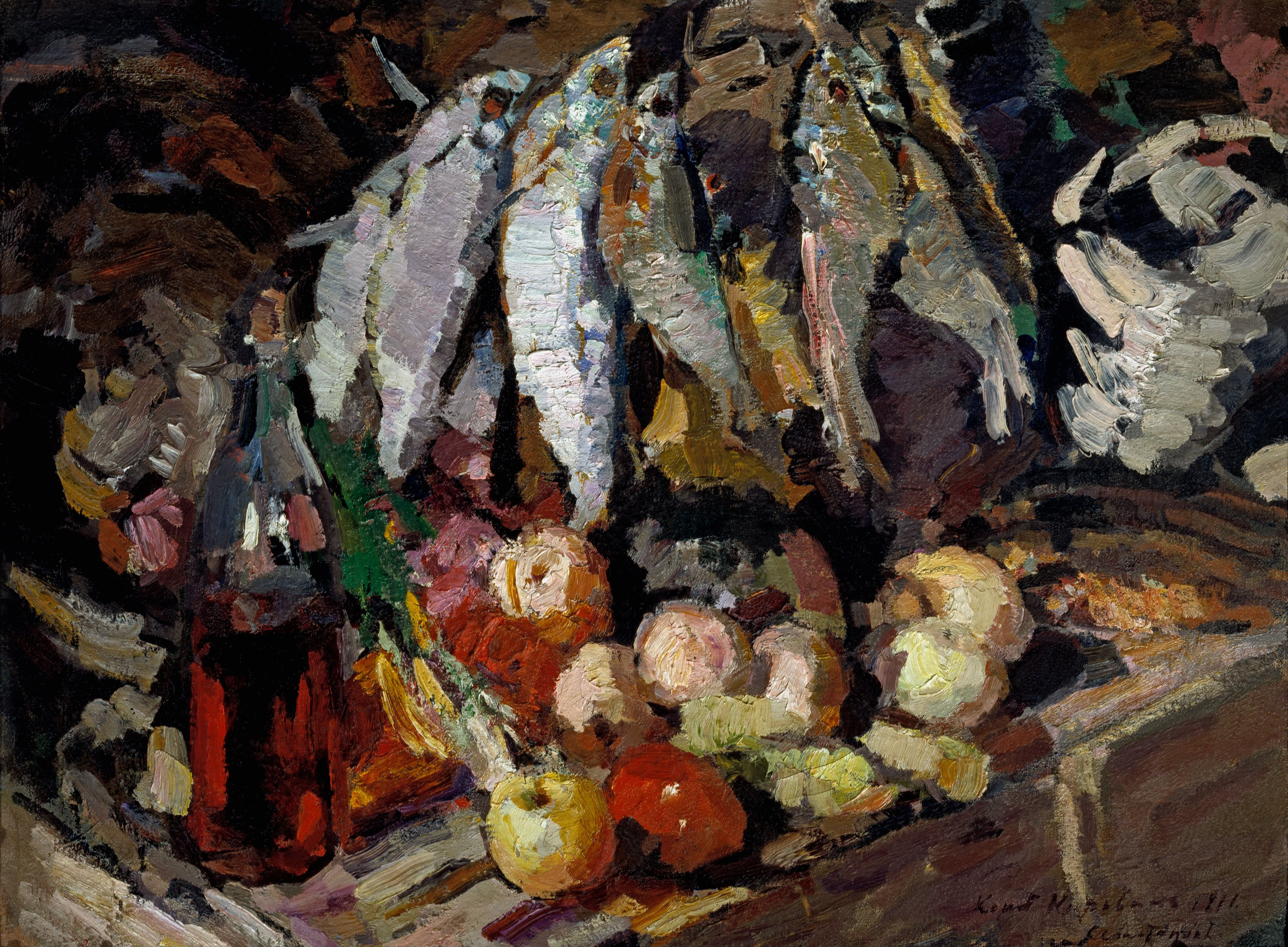 Коровин К.. Рыбы, вино и фрукты. 1916