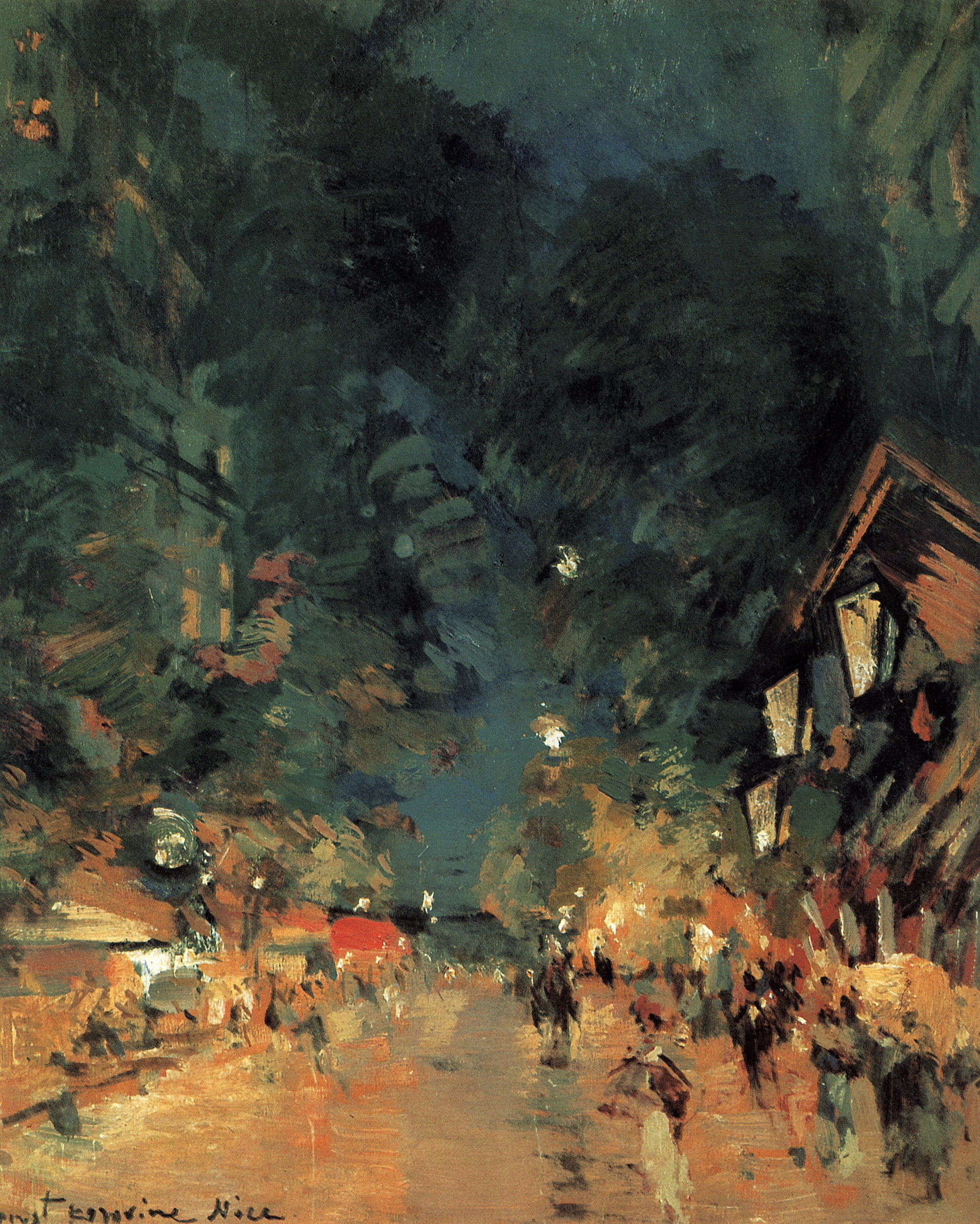 Коровин К.. Ницца. Улица ночью. 1909