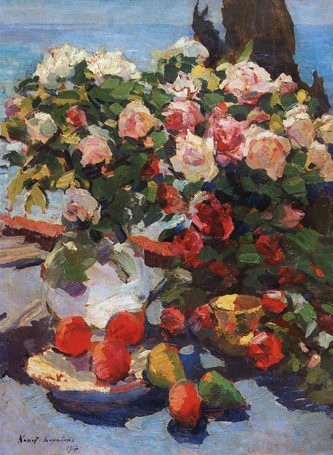 Коровин К.. Розы и фрукты. 1917