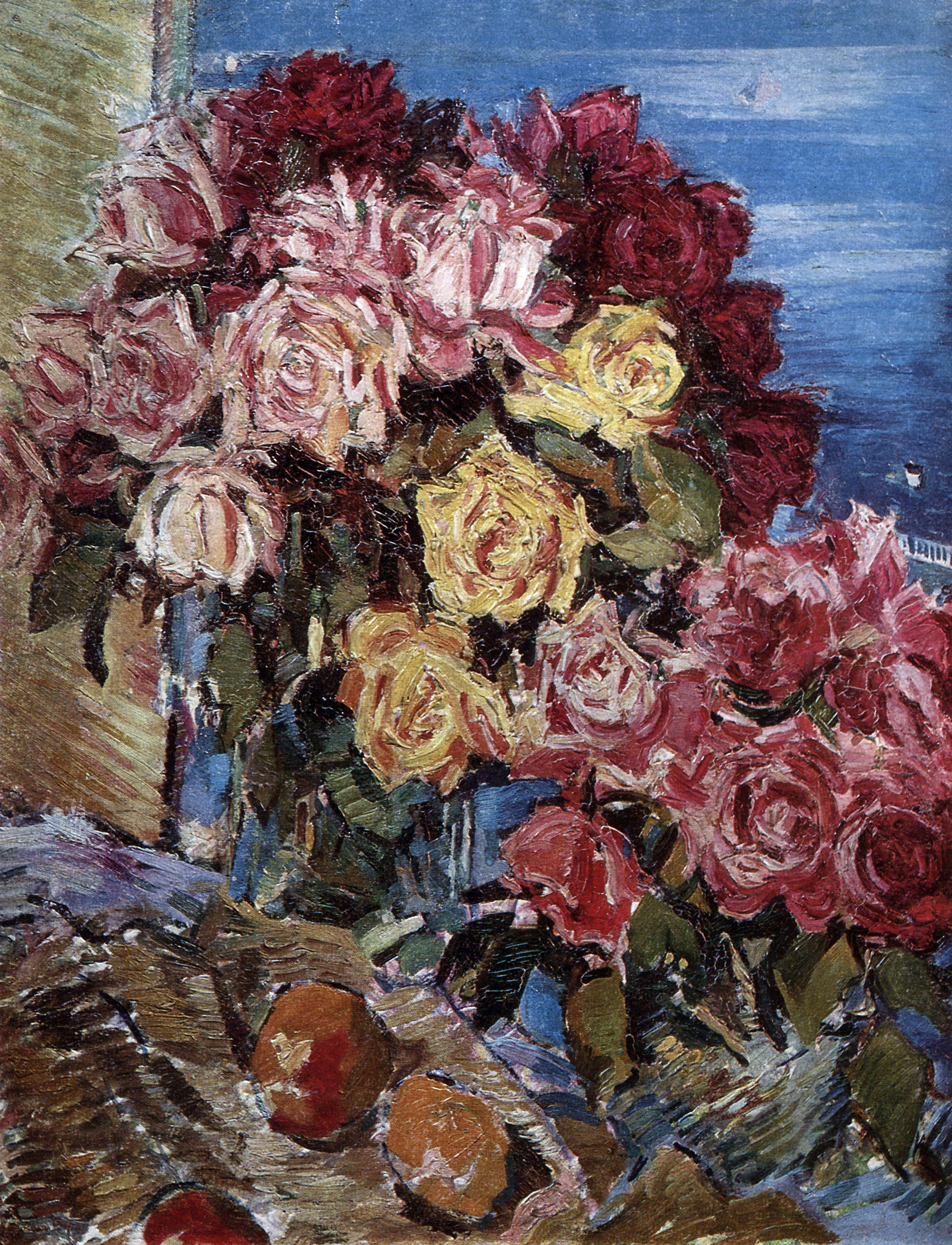 Коровин К.. Розы на фоне моря. 1930-е