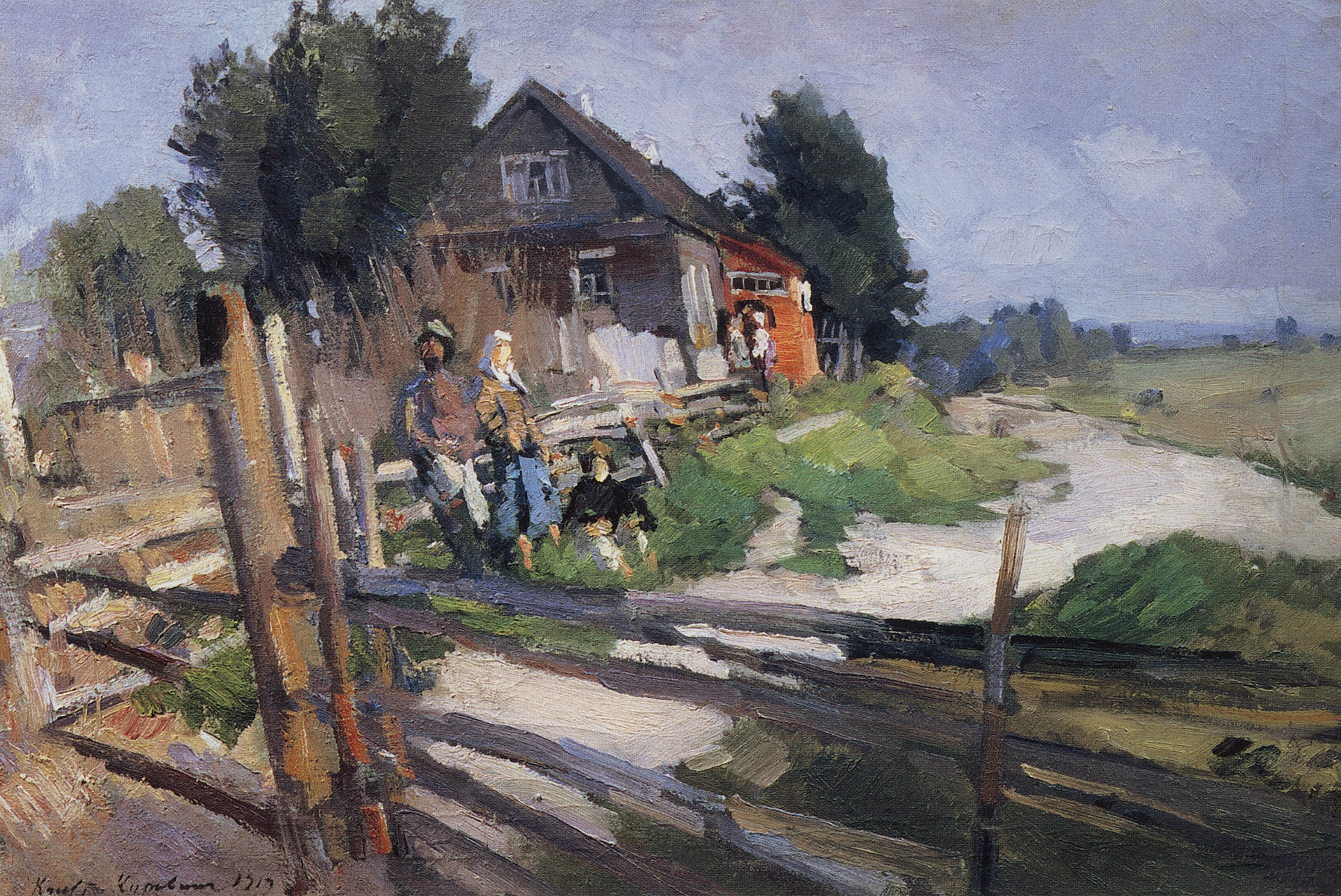 Коровин К.. Пейзаж с изгородью. 1919