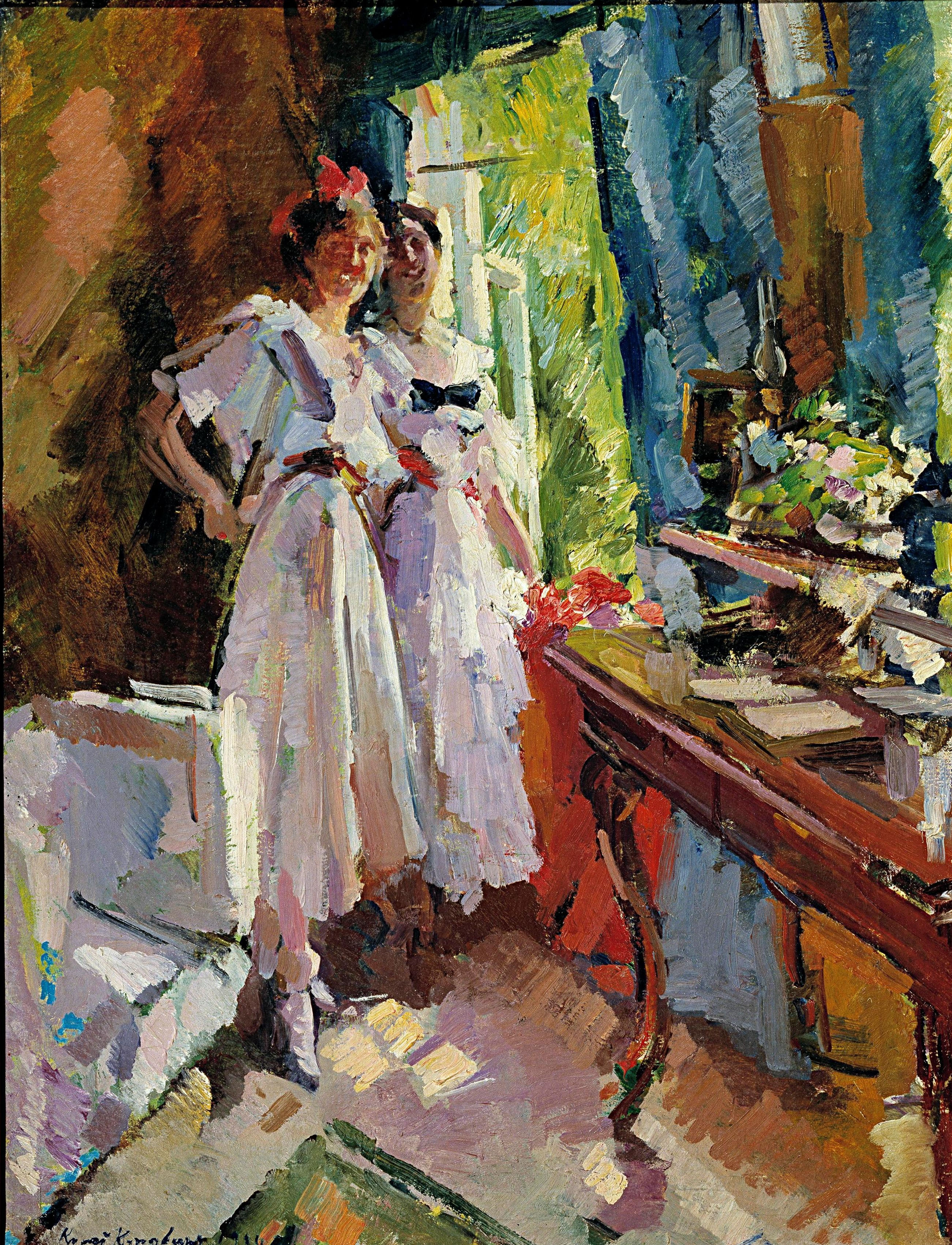 Коровин К.. У открытого окна. Портрет дочерей Ф.И. Шаляпина. 1916
