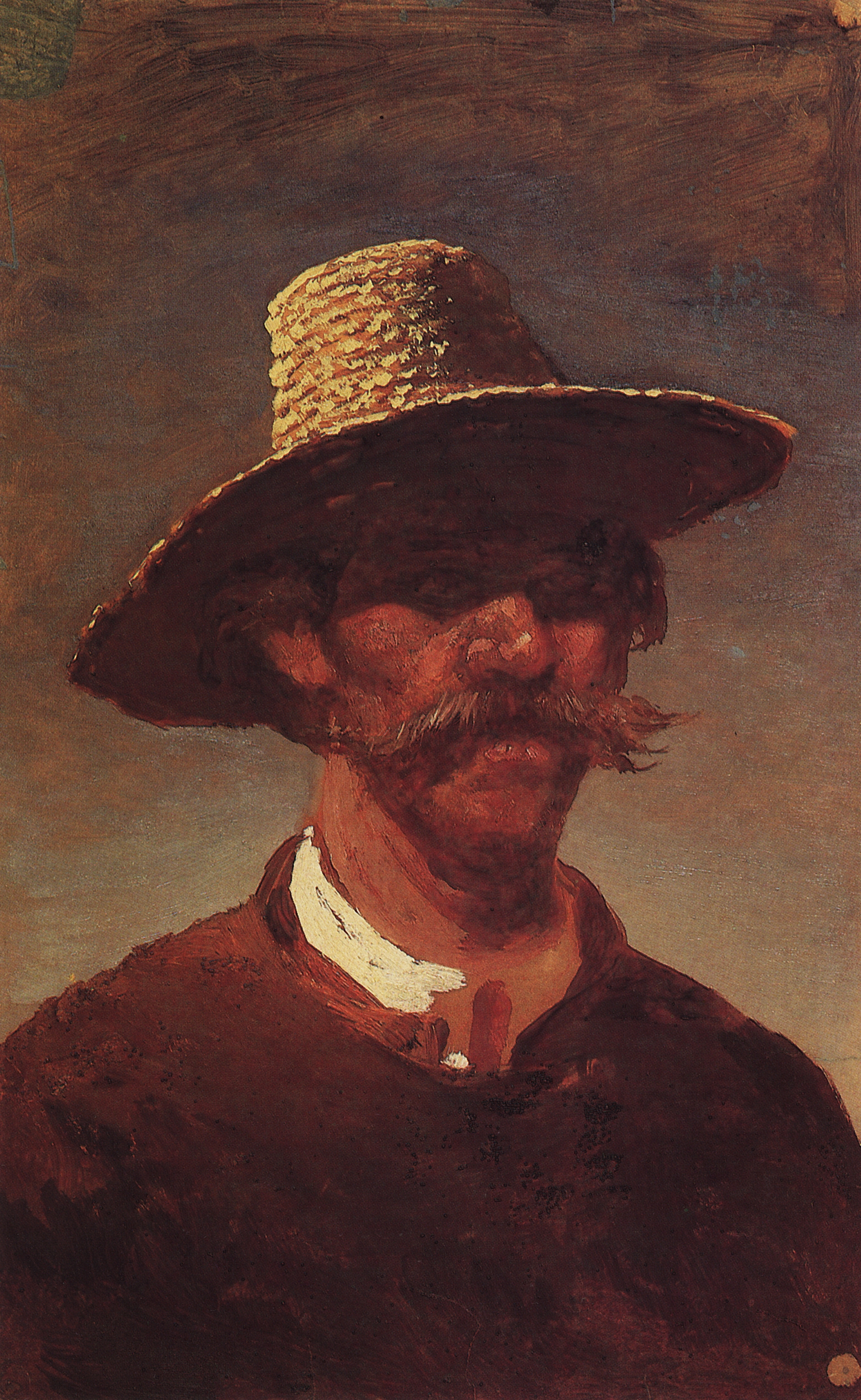 Куинджи. Голова крестьянина-украинца в соломенной шляпе. 1890-1895