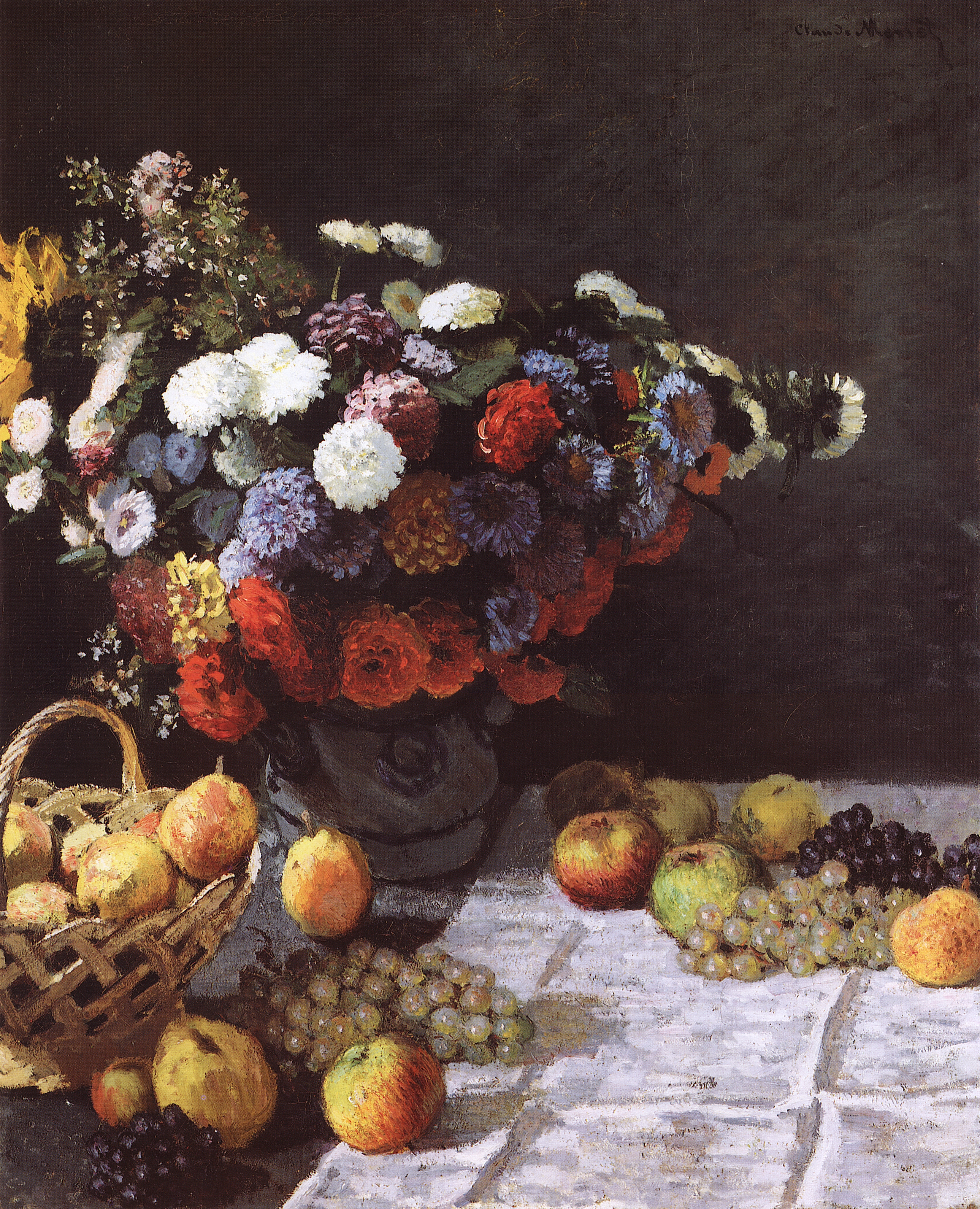 Моне Клод. Натюрморт с цветами и фруктами. 1869