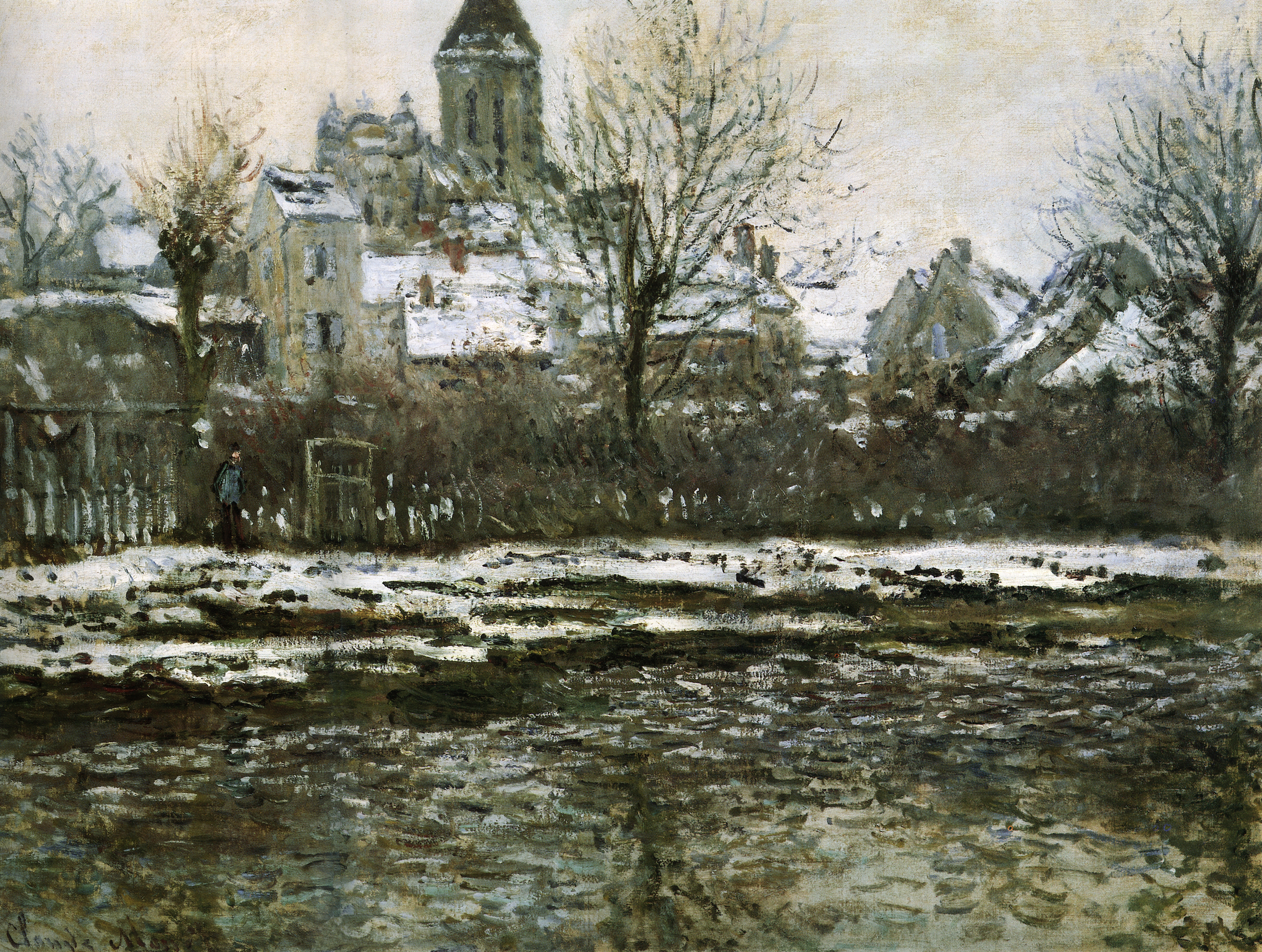 Моне Клод. Вид Ветёйя. Зима. 1879