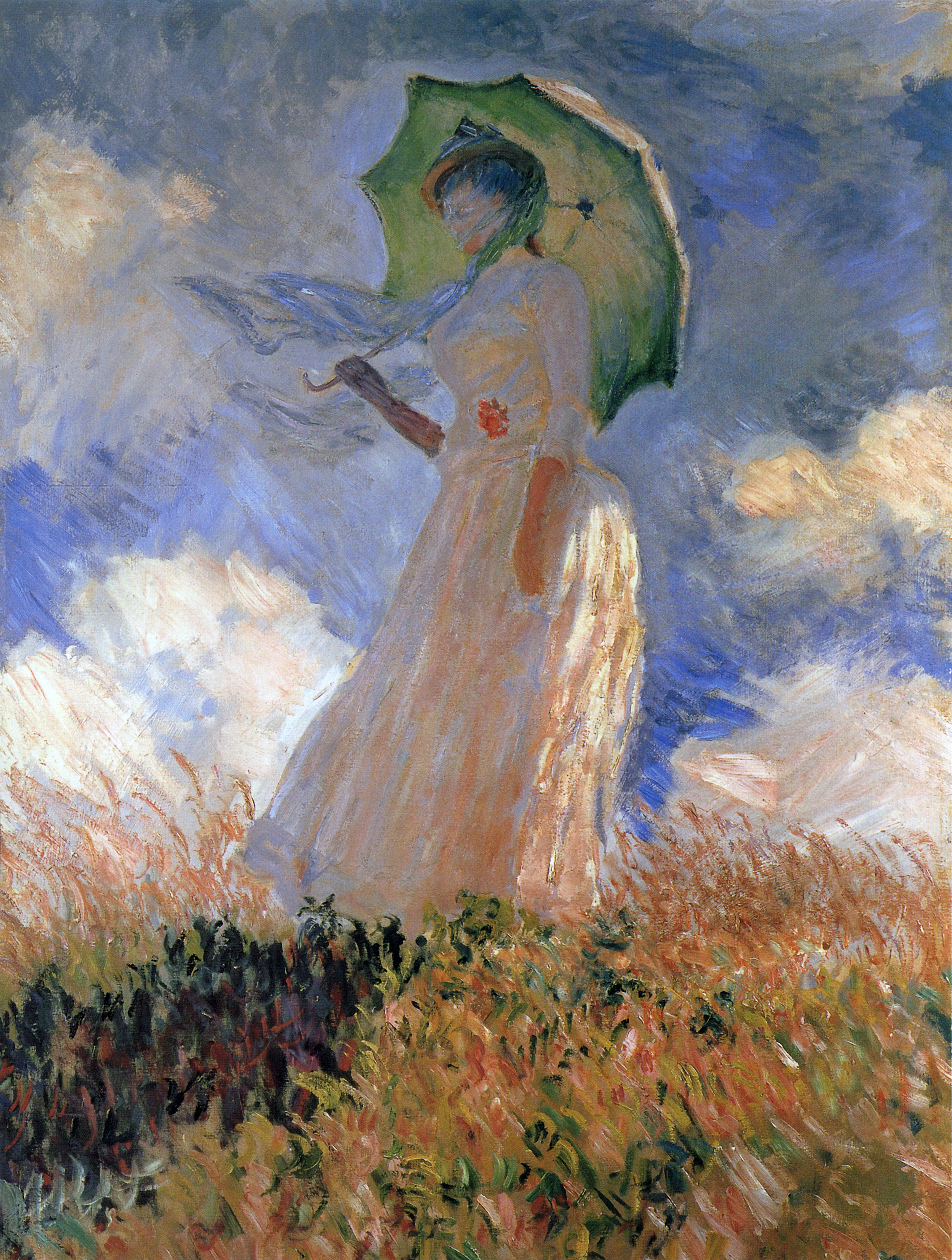Моне Клод. Дама с зонтиком, повернувшаяся налево. 1886