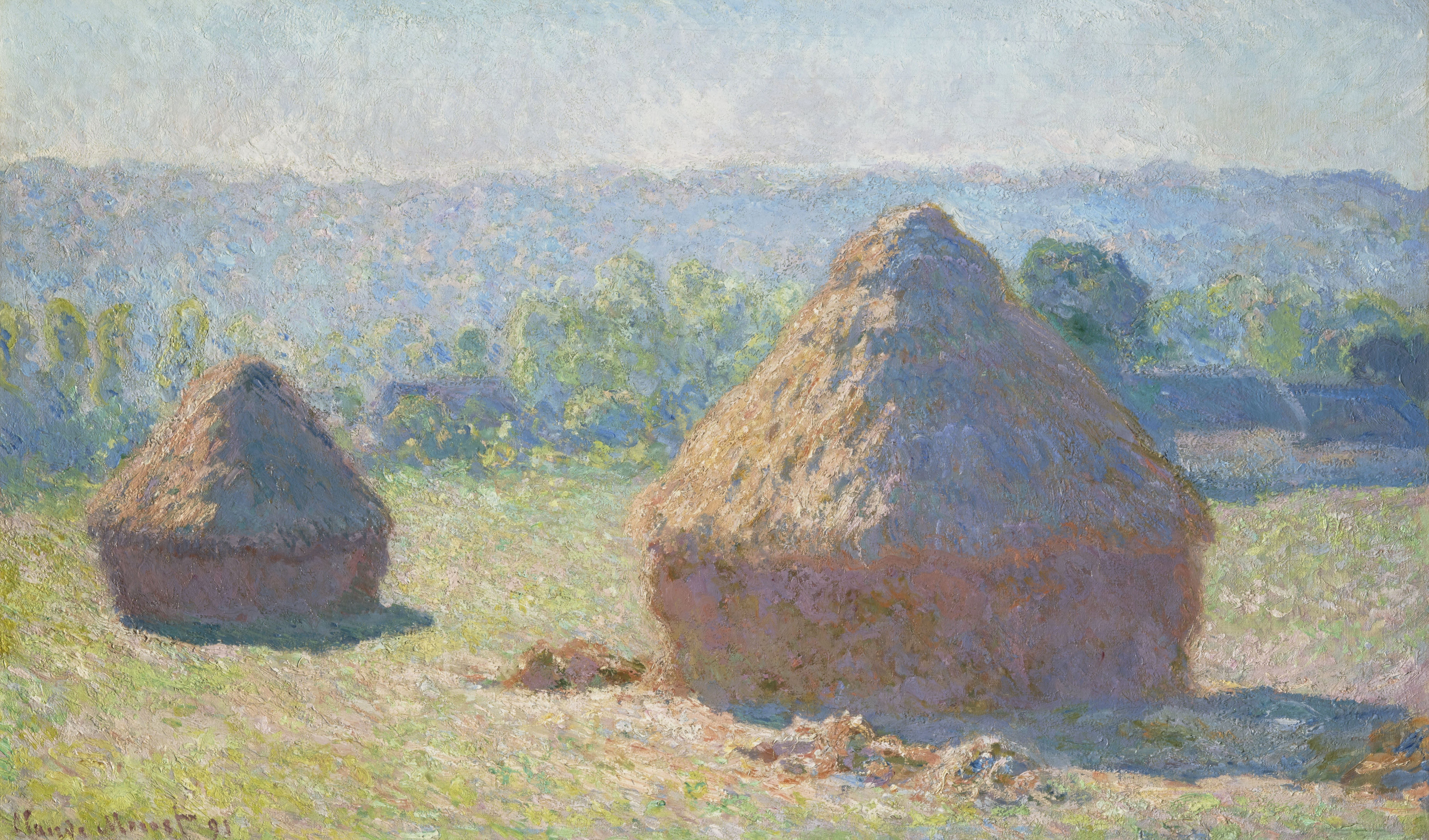 Моне Клод. Стога. Конец лета. Утро. 1891