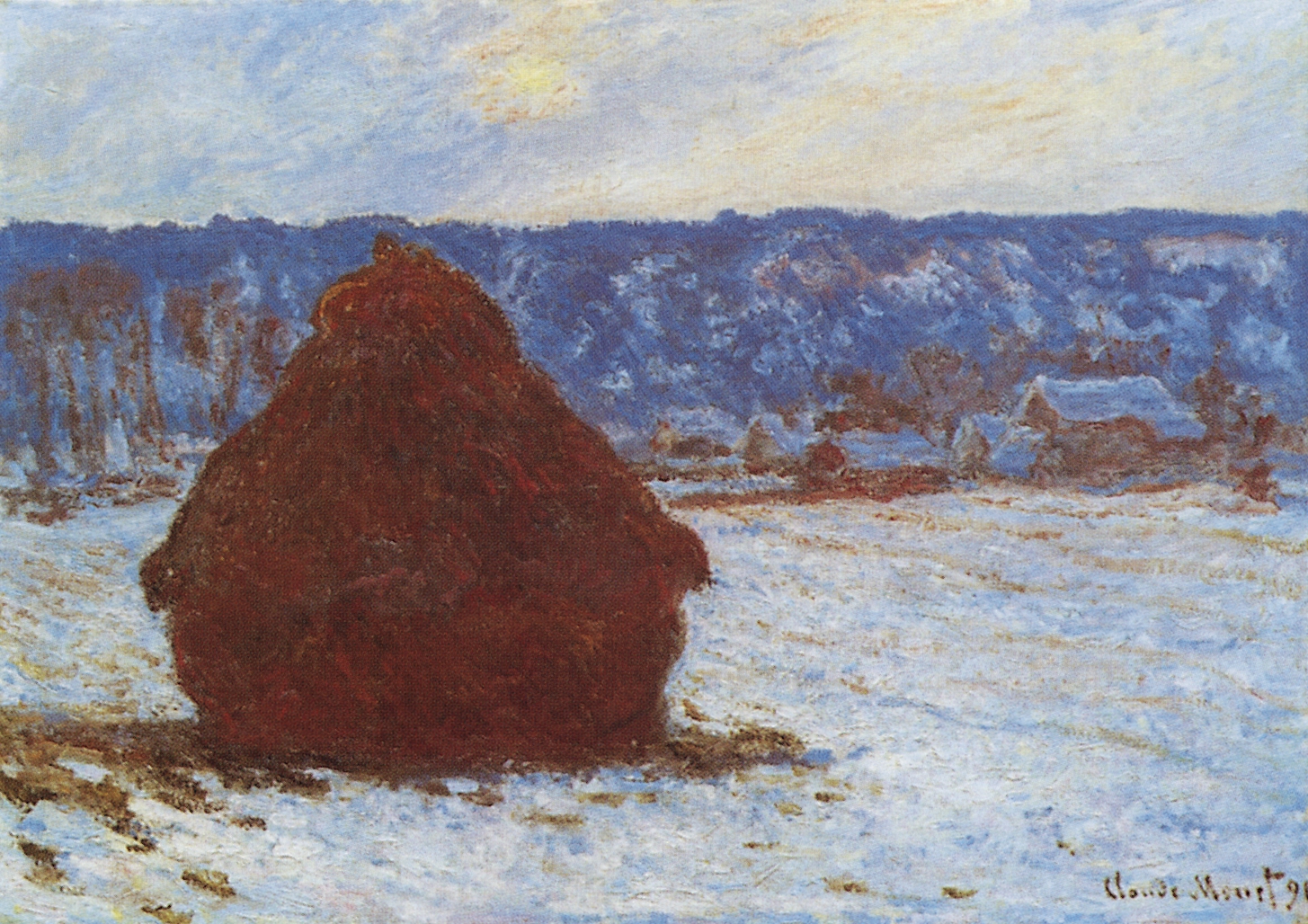 Моне Клод. Стога, снег, хмурое небо. 1891