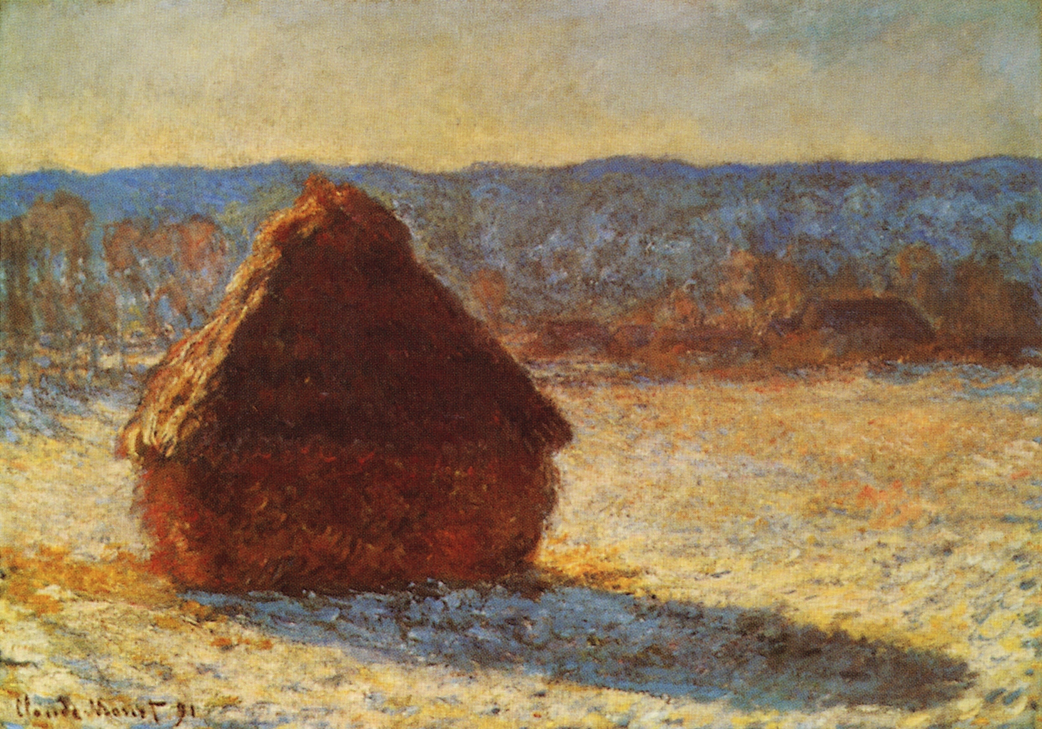 Моне Клод. Засыпанные снегом стога утром. 1891