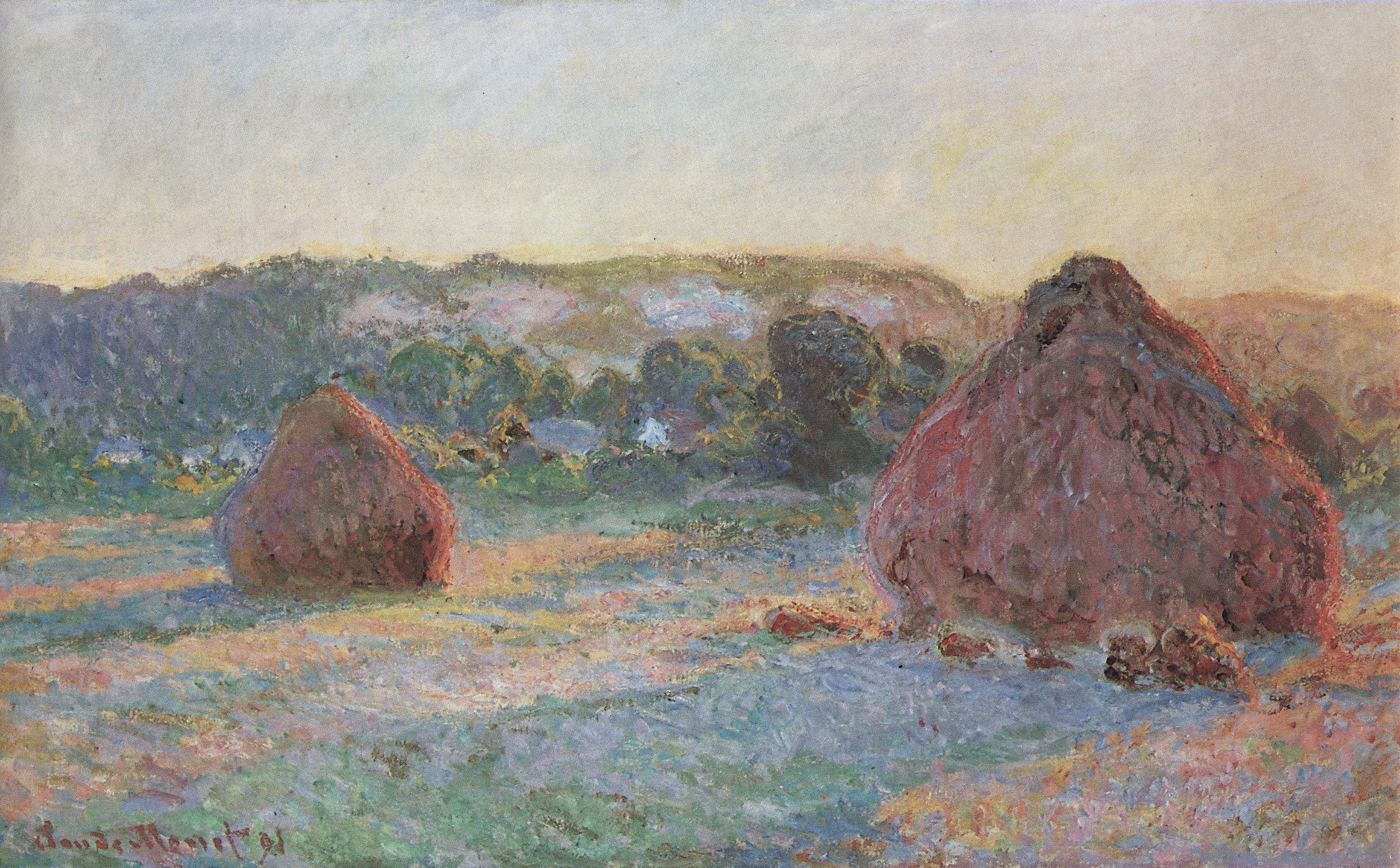 Моне Клод. Стога. Конец лета. Вечер. 1891