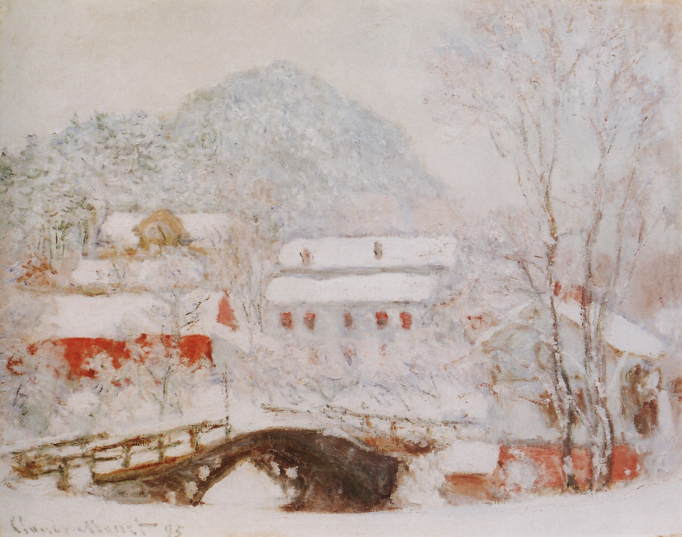 Моне Клод. Сандвикен в снегу. 1895