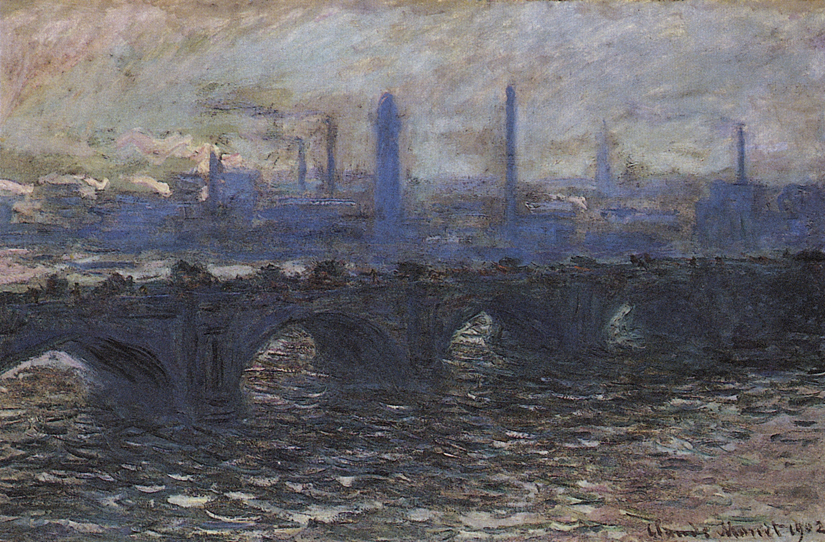Моне Клод. Мост Ватерлоо, облачная погода. 1902