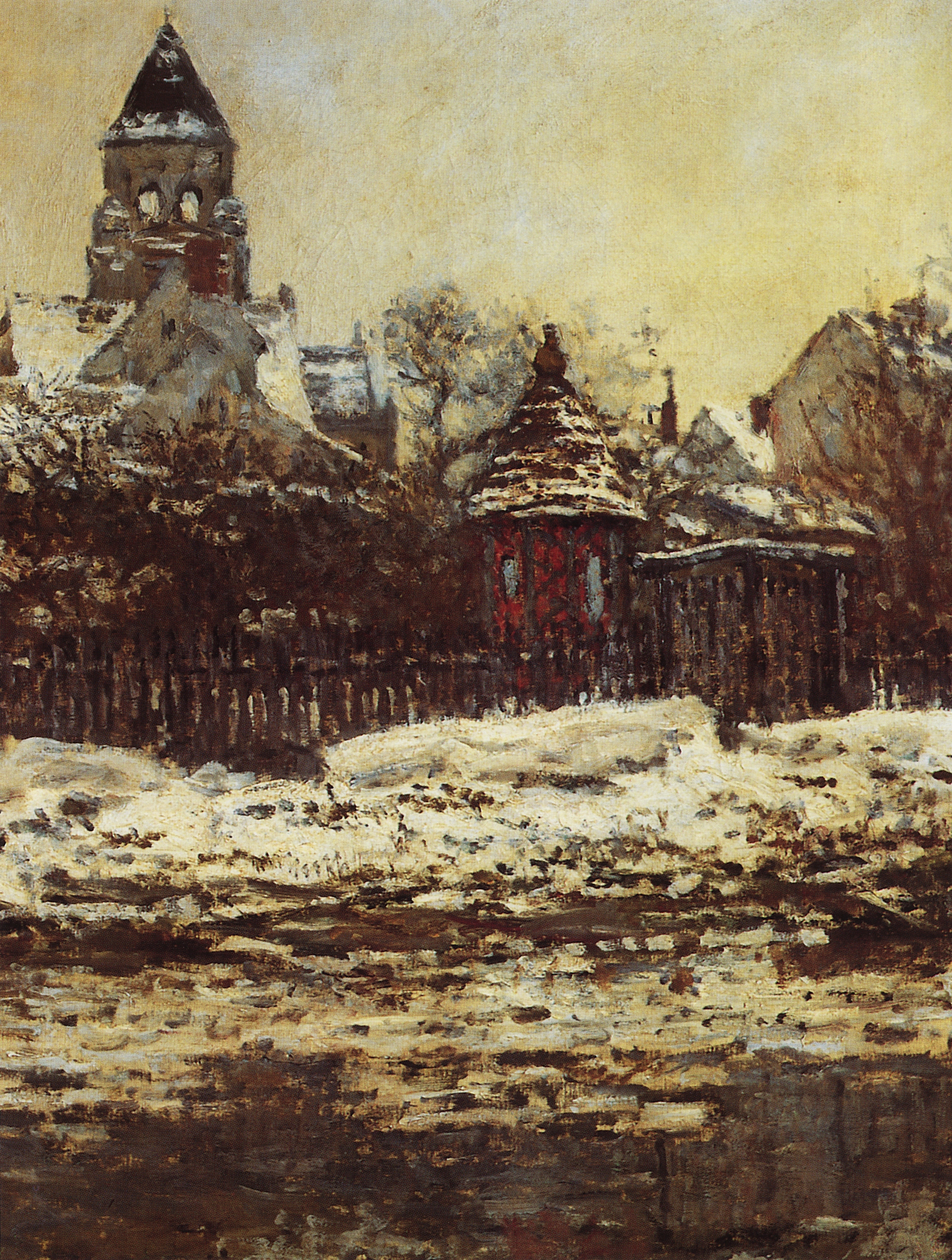 Моне Клод. Церковь в Ветёе. Зима. 1879