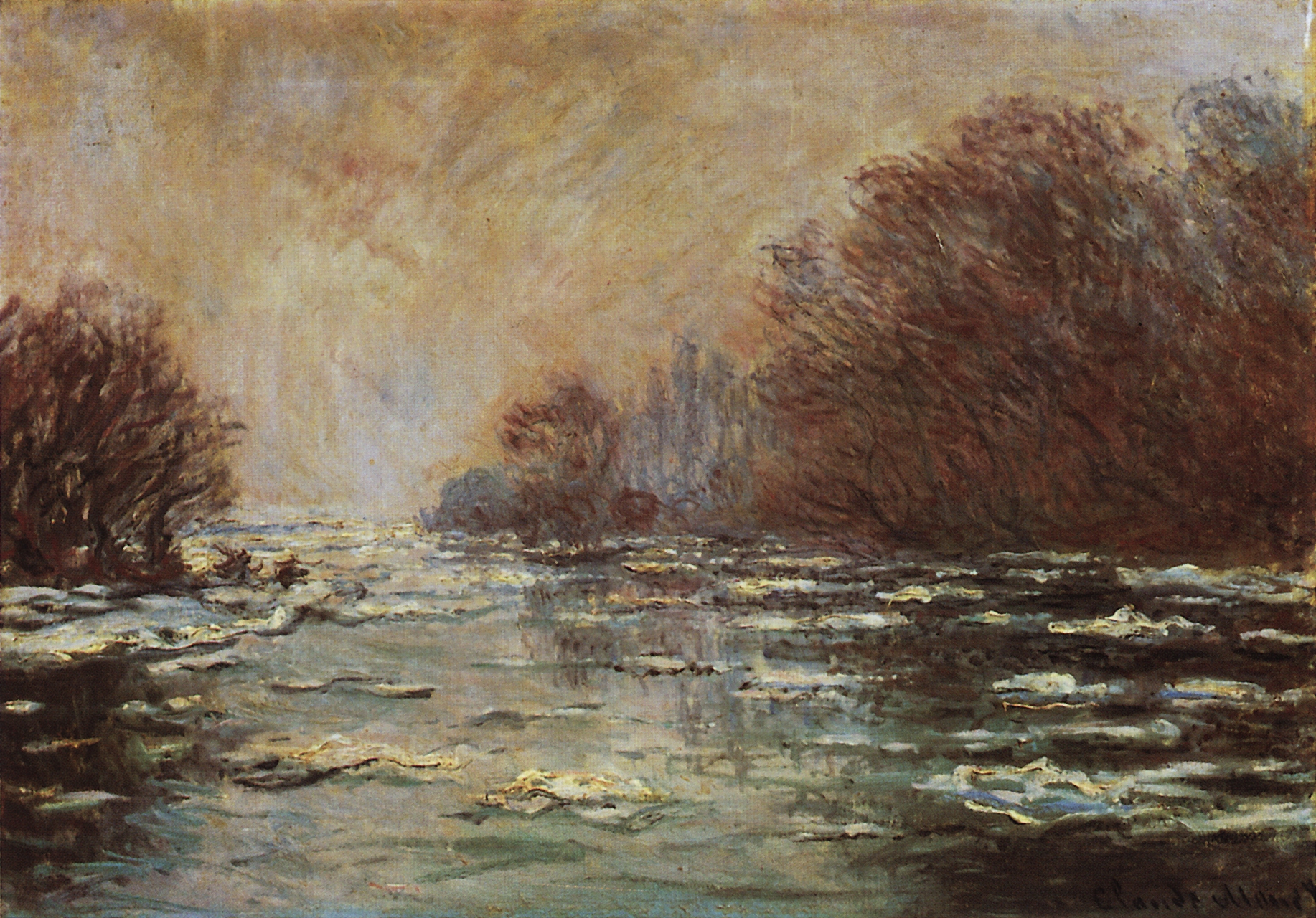 Моне Клод. Ледоход у Ветёя. 1880