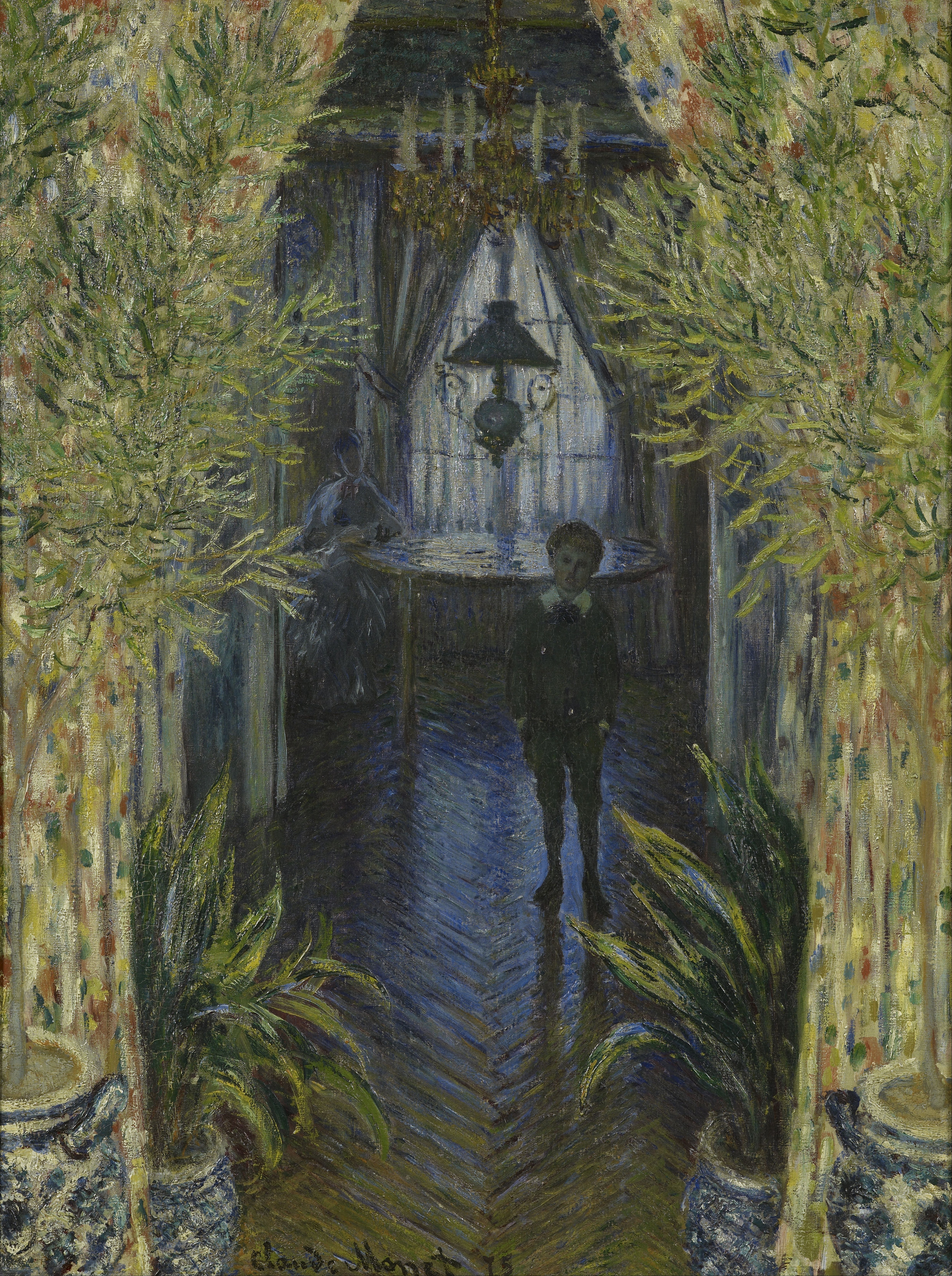 Моне Клод. Жан Моне в доме художника ( Уголок в доме ). 1875