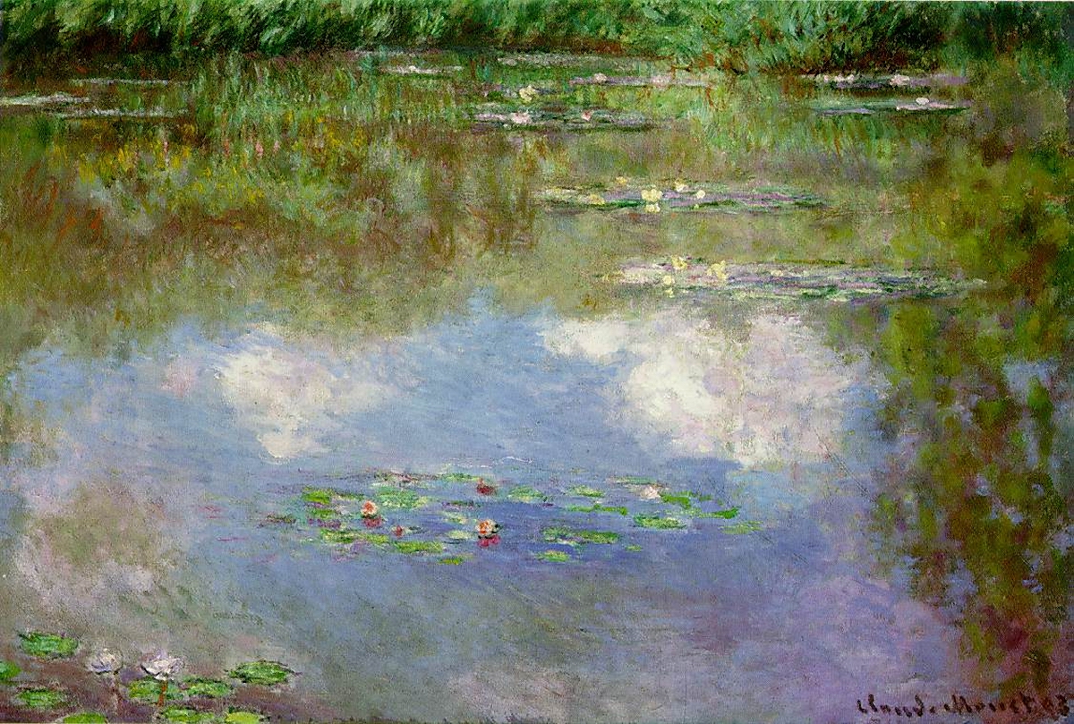 Моне Клод. Белые кувшинки, вода, облако. 1903
