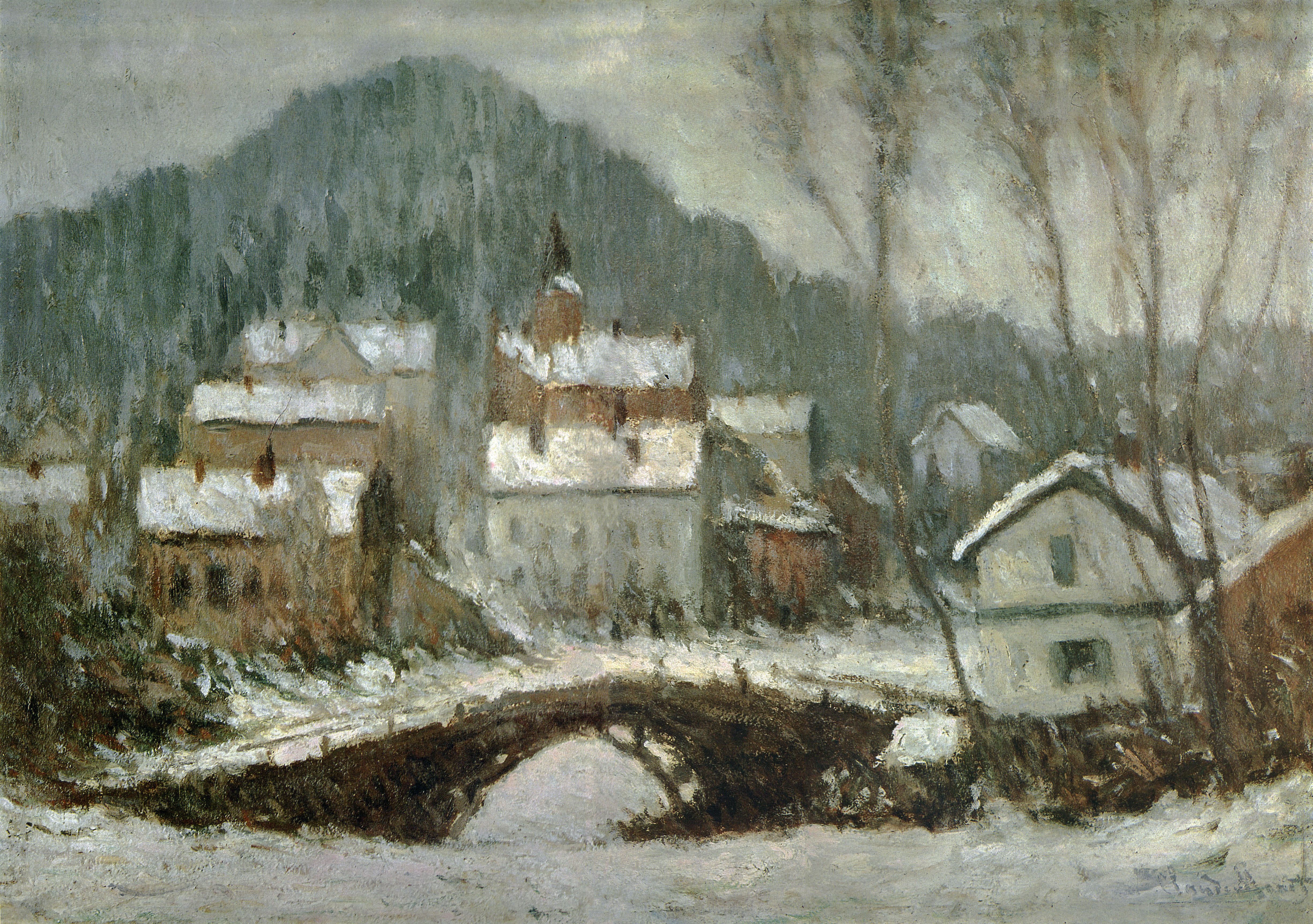 Моне Клод. Зимний пейзаж. Сандвикен. 1895