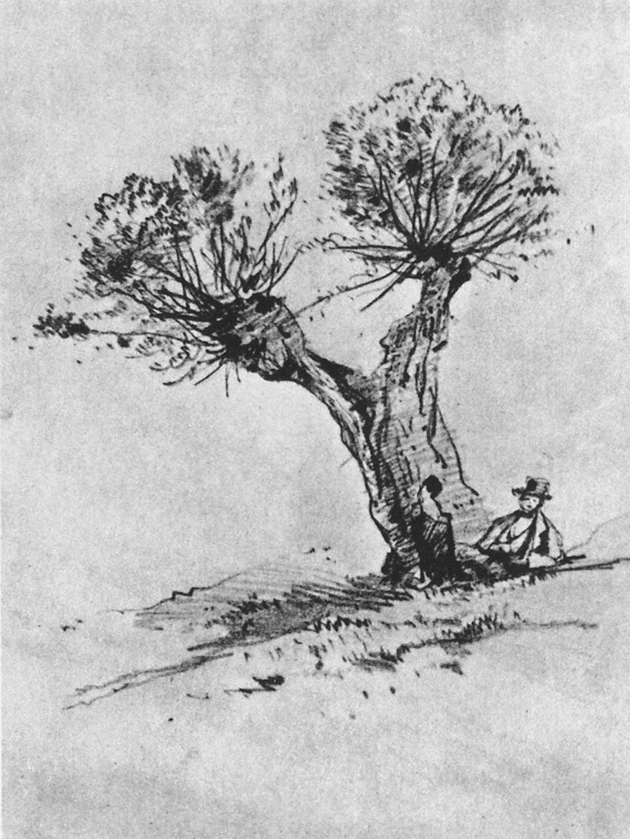 Моне Клод. Мужчина, сидящий под деревом. 1857