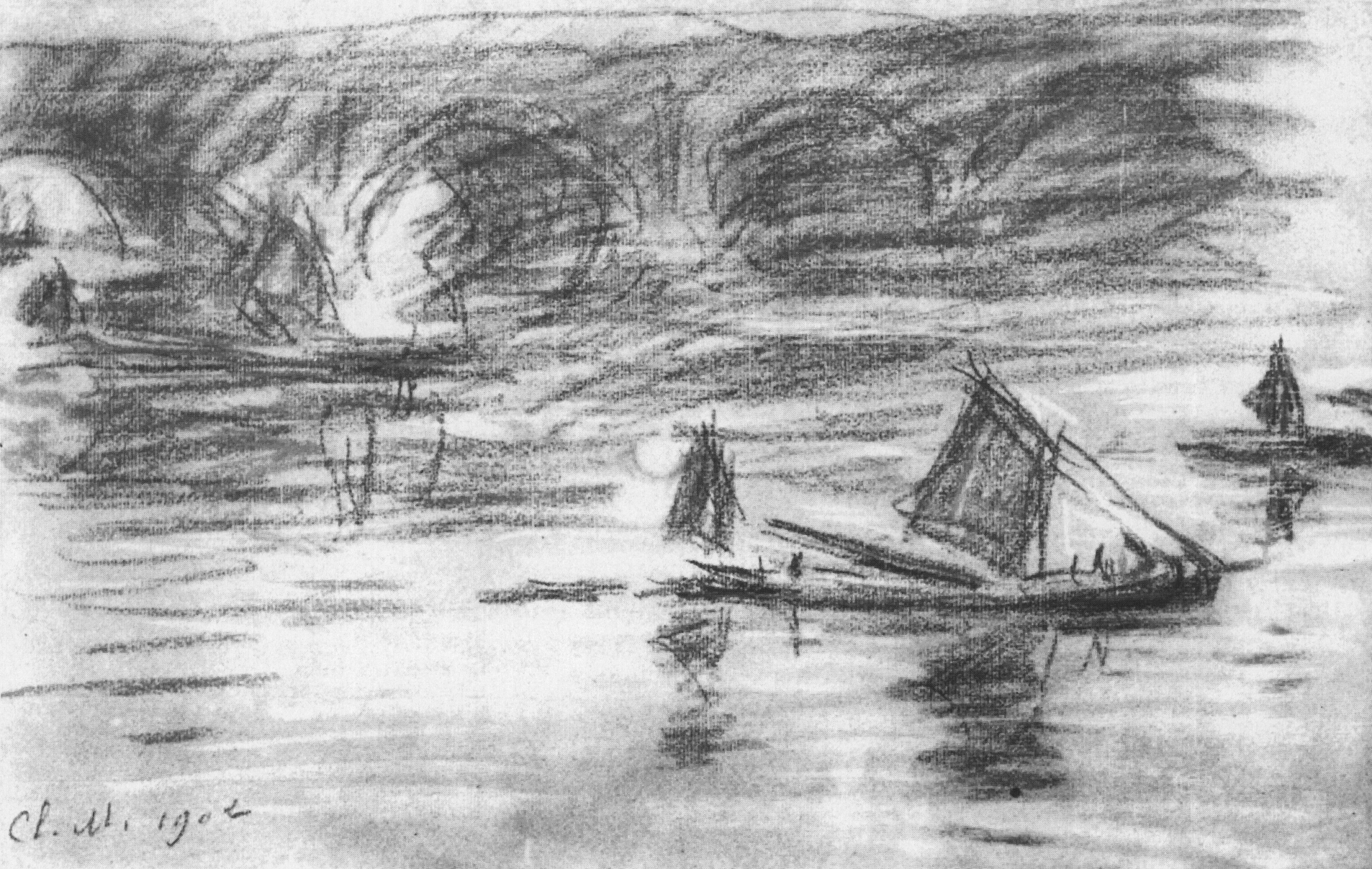 Моне Клод. Лодки на Темзе. 1902