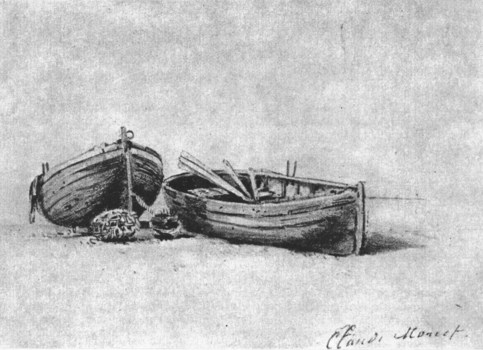 Моне Клод. Лодки на берегу. 1865