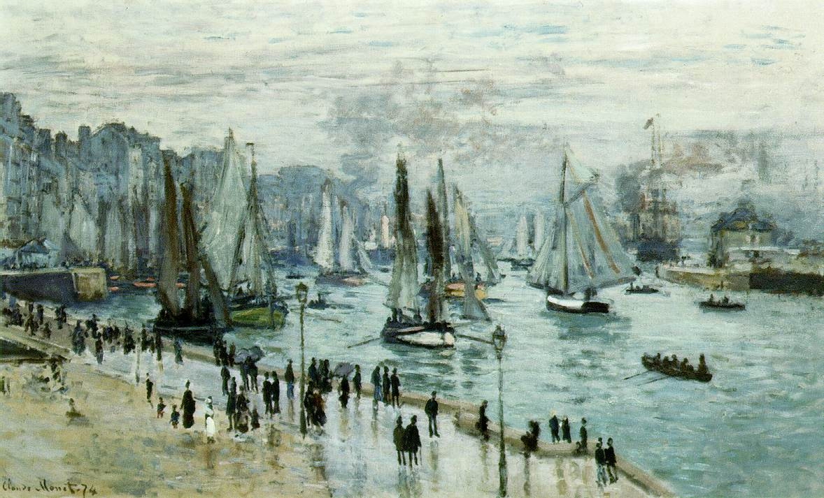 Моне Клод. Рыбацкие лодки, покидающие гавань. 1874