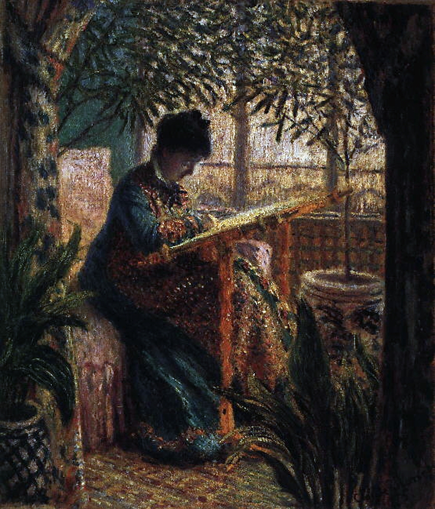 Моне Клод. Жанщина за работой (Камилла Моне за вышиванием). 1875