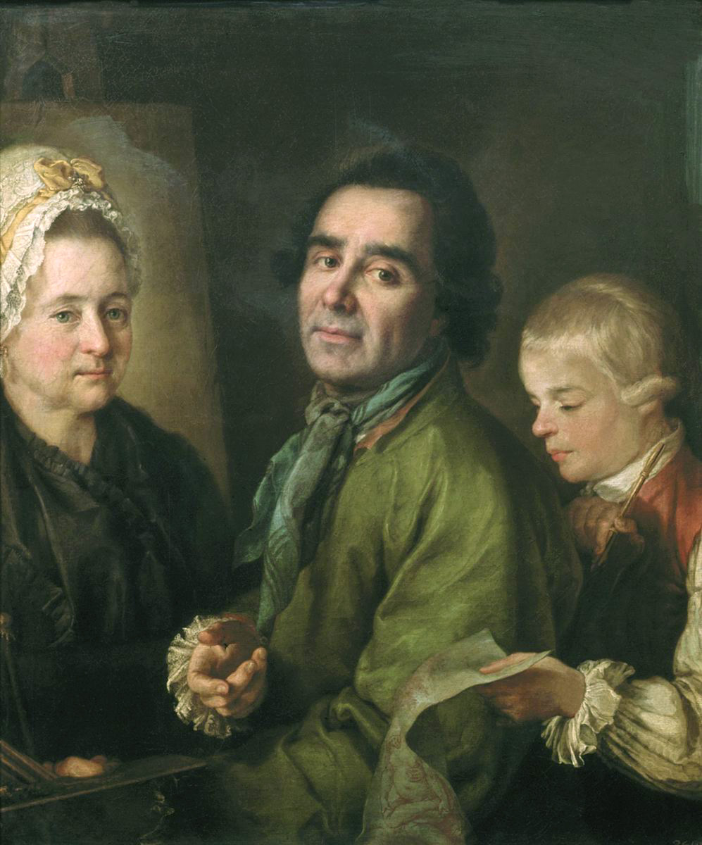 Дрождин. Портрет А.П. Антропова с сыном перед портретом жены Елены Васильевны. 1776