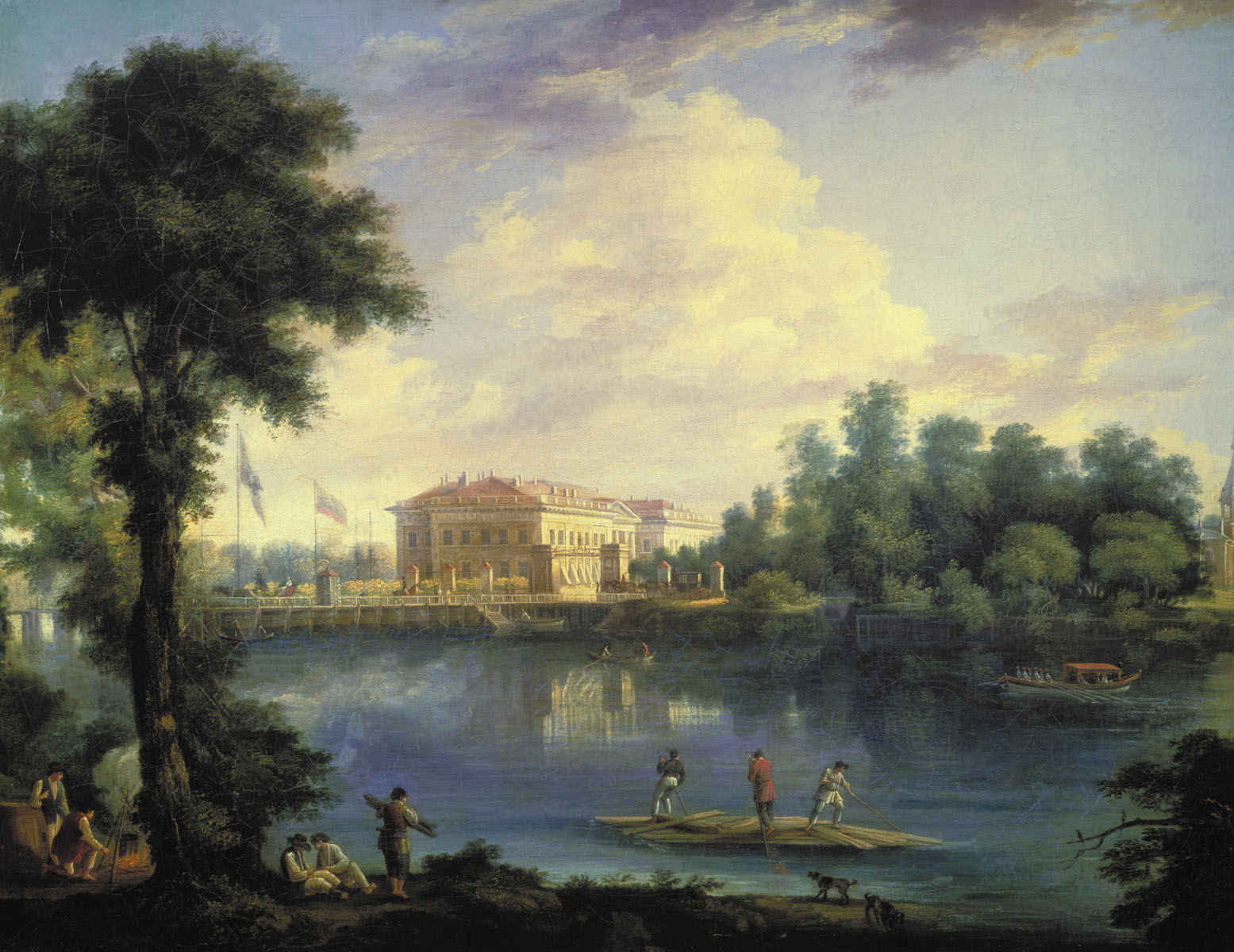 Щедрин С.. Вид на Каменноостровский дворец и плашкоутный мост через Большую Невку со стороны Строгановской набережной. 1804