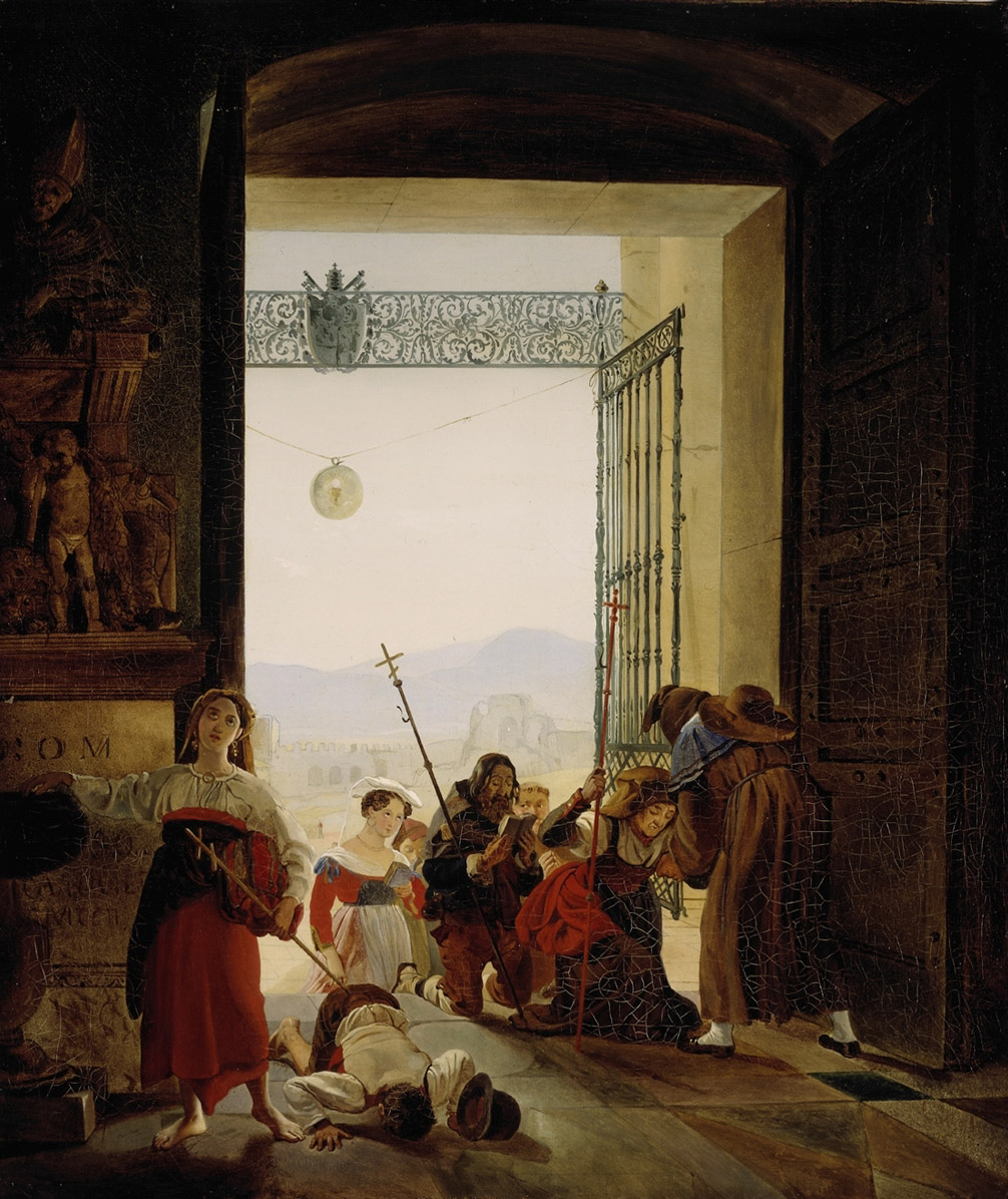 Брюллов К.. Пилигримы в дверях латеранской базилики. 1825