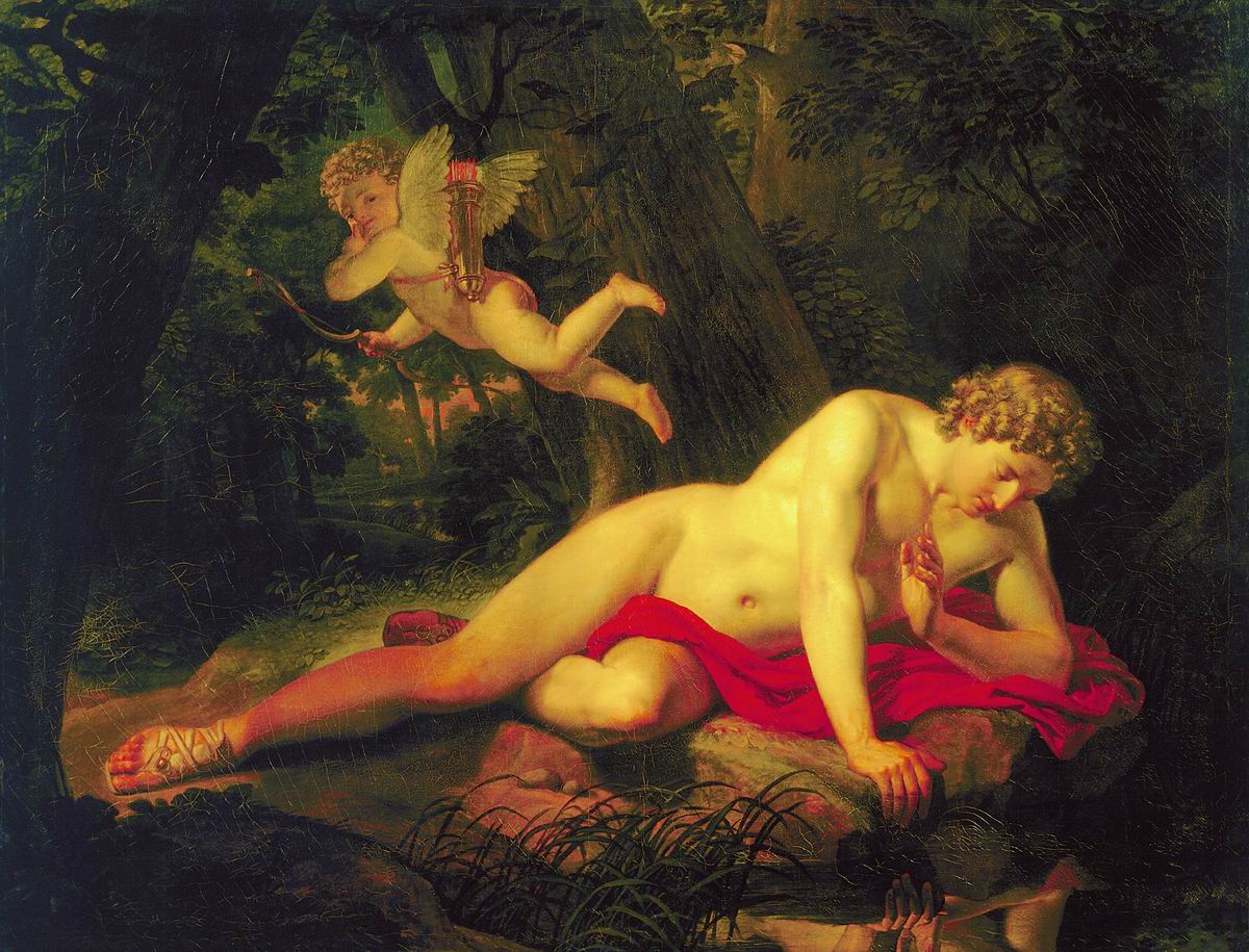 Брюллов К.. Нарцисс, смотрящий в воду. 1819