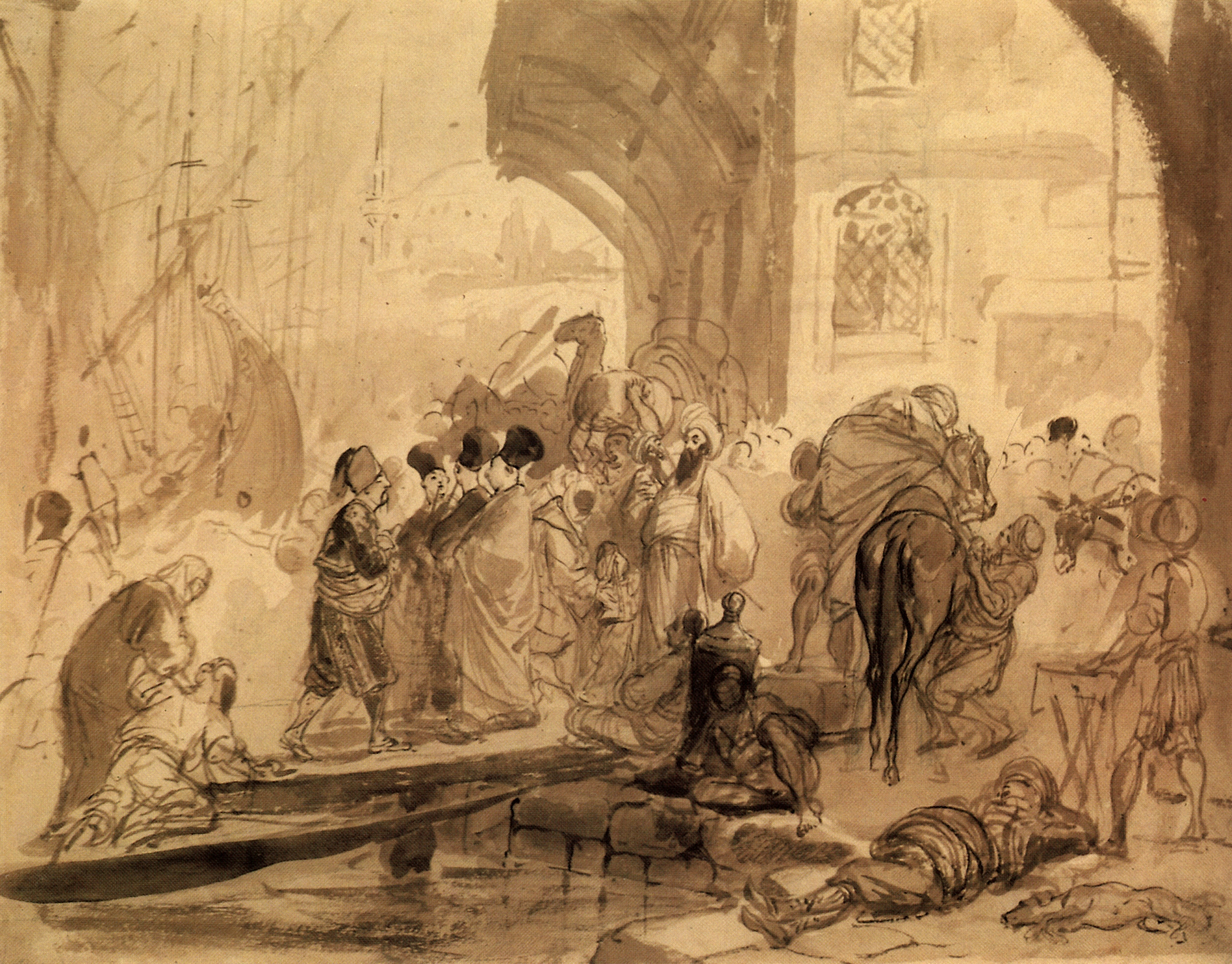Брюллов К.. Гавань в Константинополе. 1835