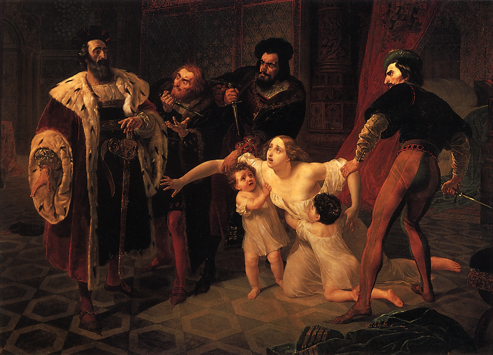 Брюллов К.. Смерть Инессы де Кастро, морганатической жены португальского инфанта дона Педро. 1834