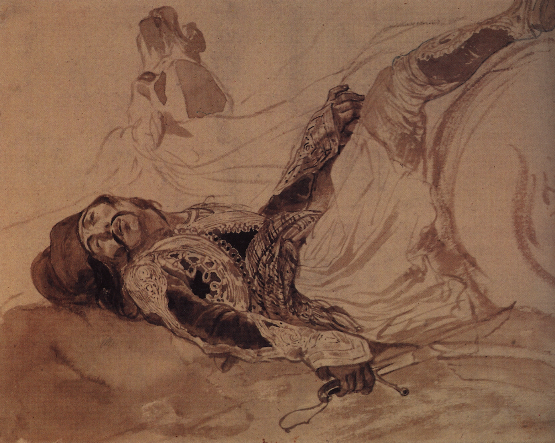 Брюллов К.. Раненый грек, упавший с лошади. 1835