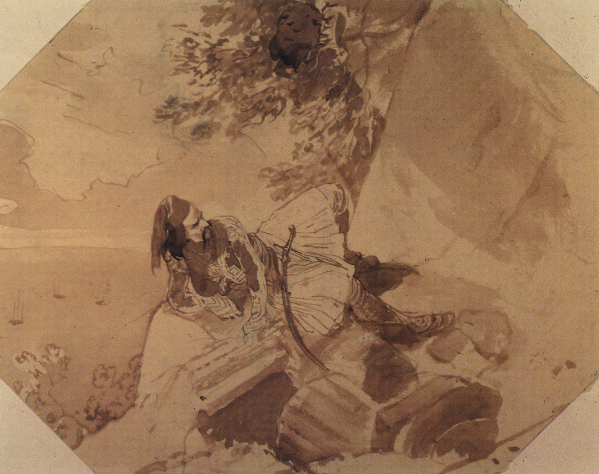 Брюллов К.. Грек, лежащий на скале. 1835